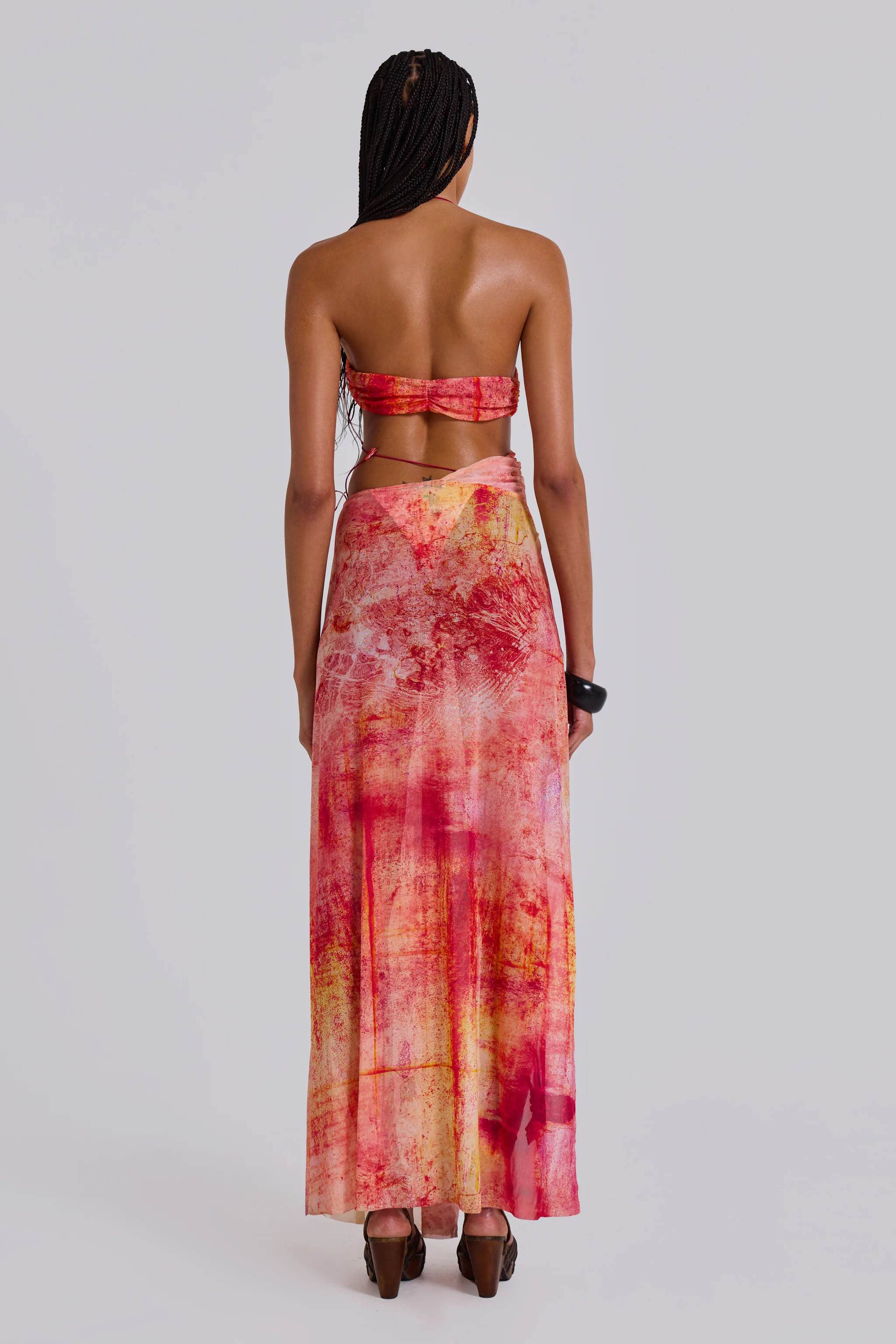 Cantha Asymmetric Cut Out Maxi Dress in Sunset - Image 2