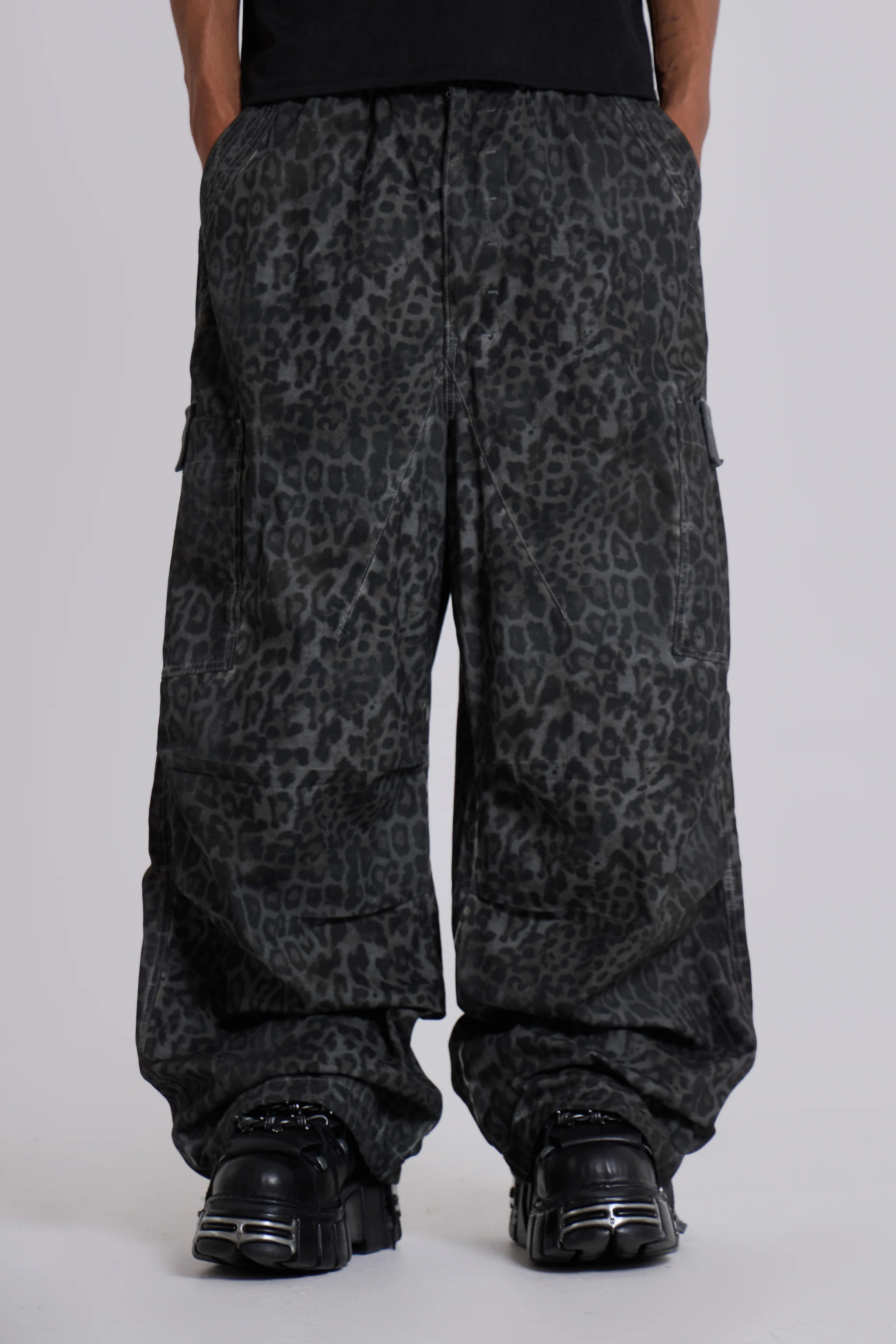 Charcoal Leopard Parachute Pants - Image 10