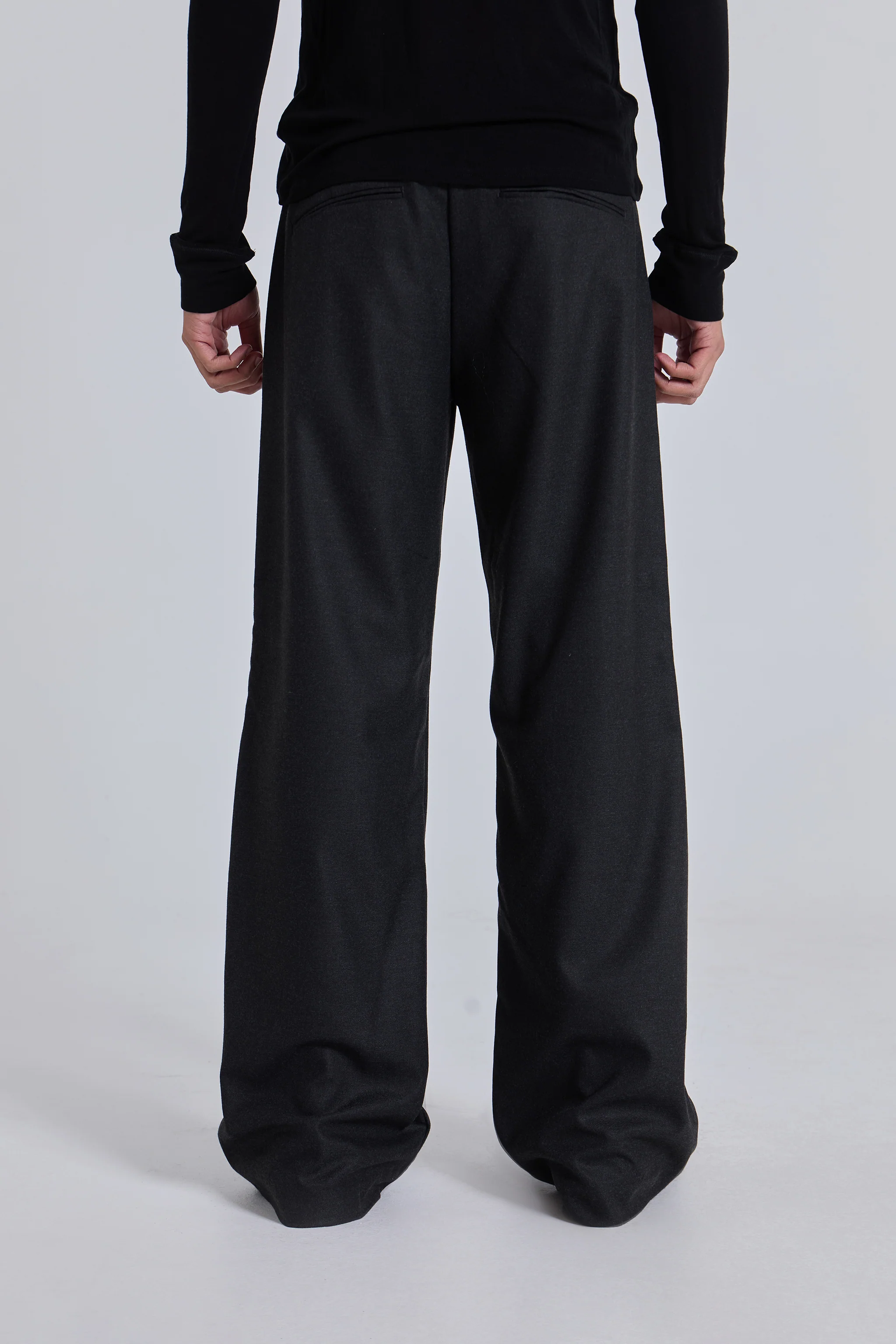 Charcoal Stacked Straight Suit Pants - Image 3