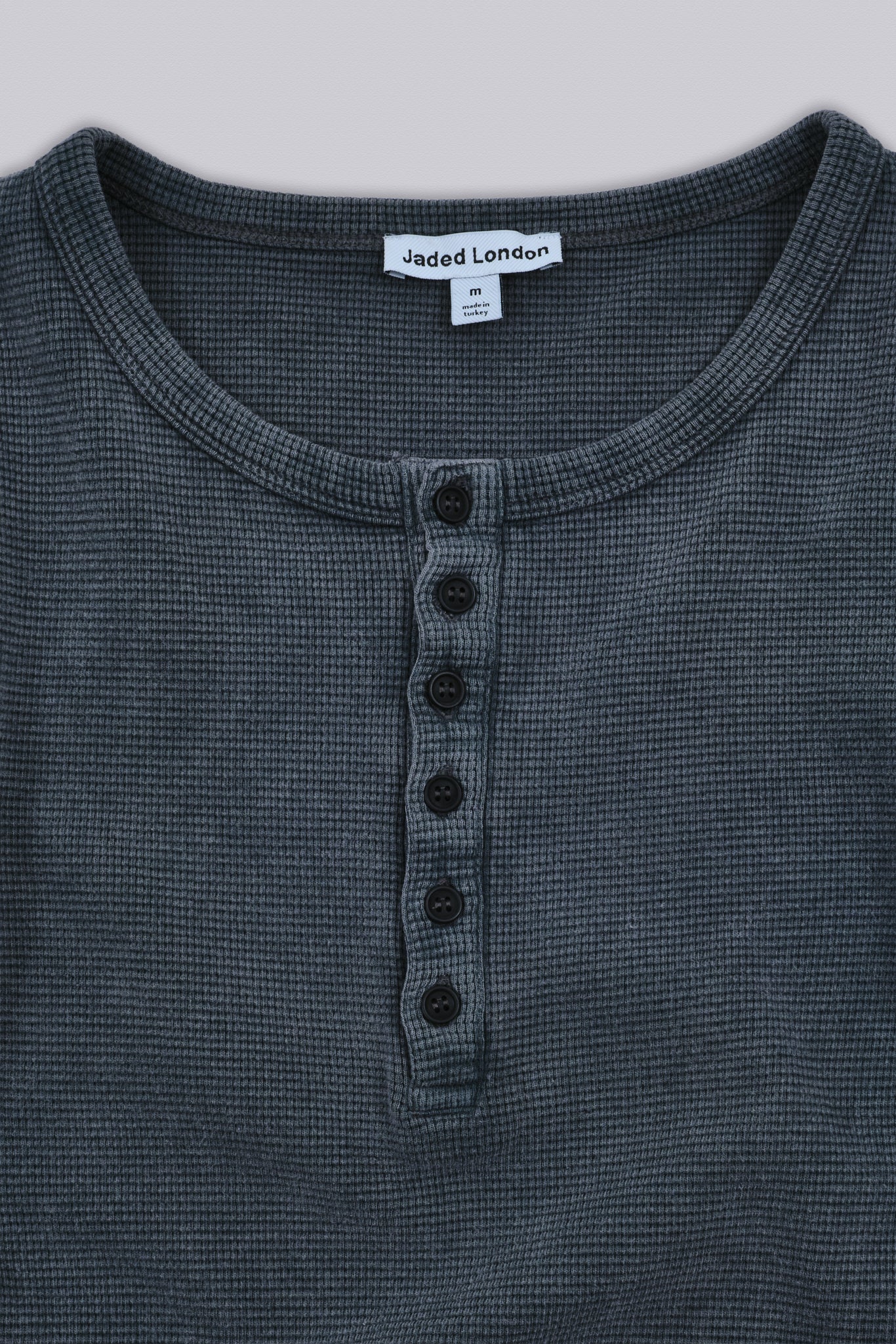 Charcoal Waffle Henley Top - Image 6