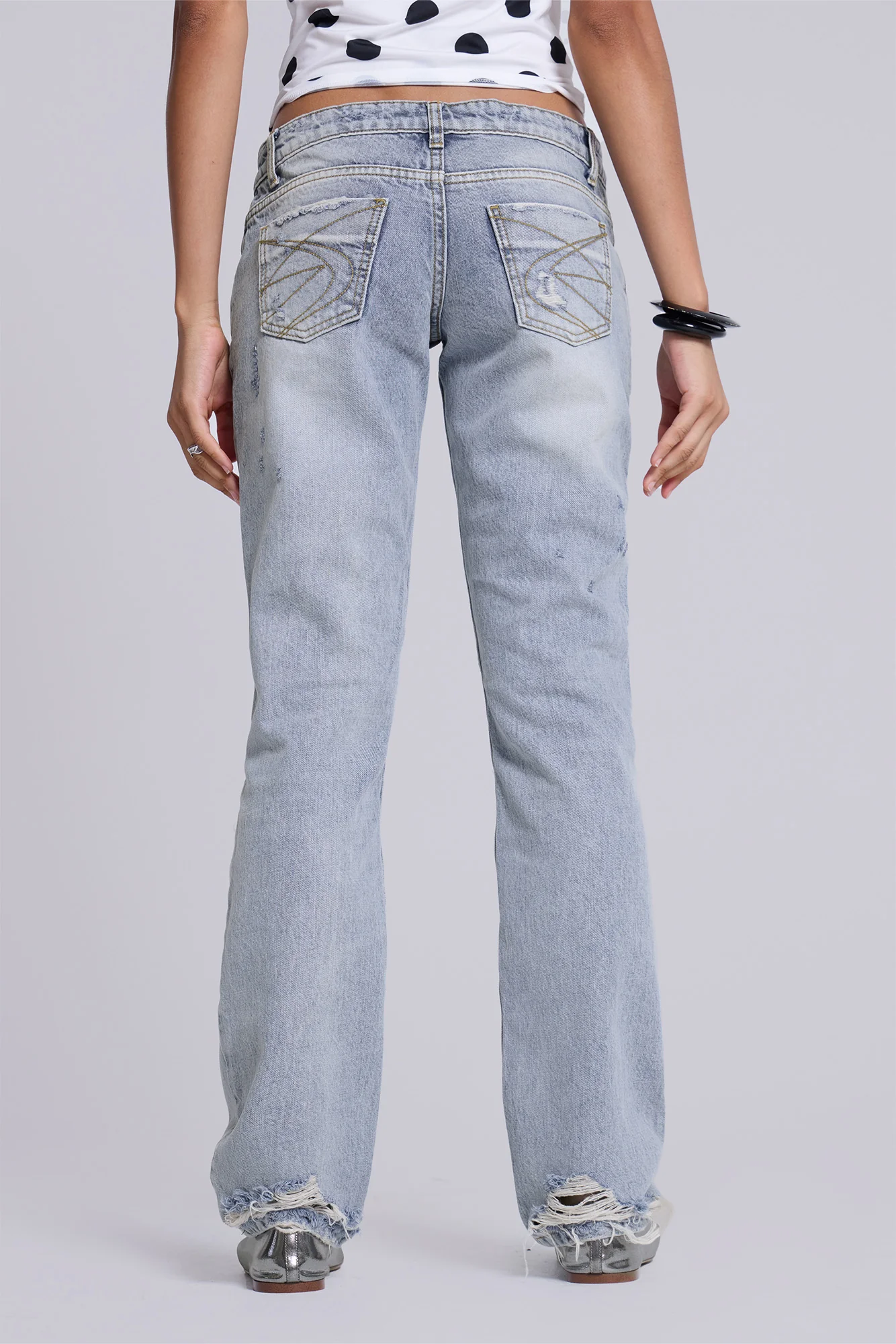 Rider Low Rise Straight Leg Jeans in Light Wash - Image 5