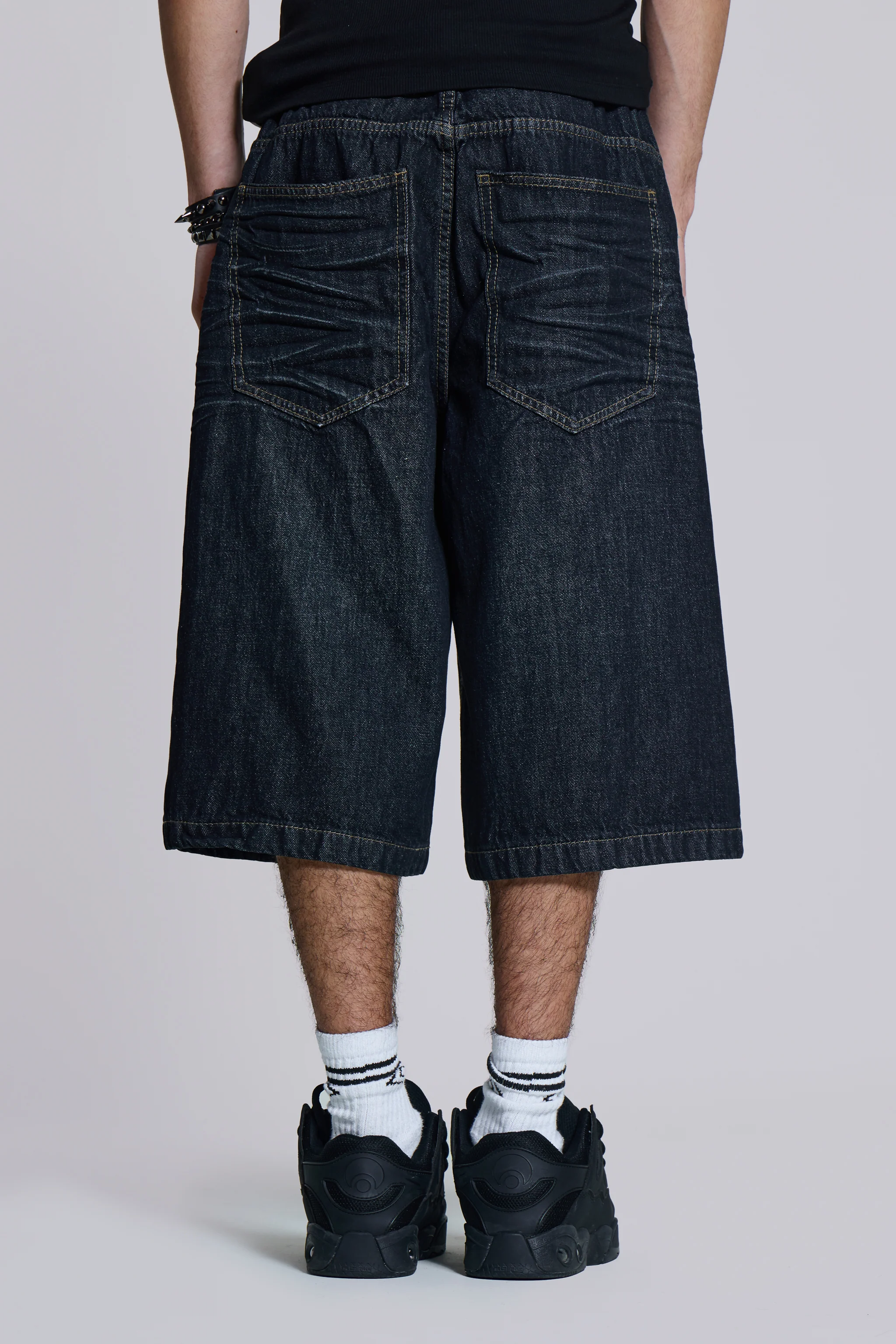 Creased Indigo Colossus Jorts - Image 2
