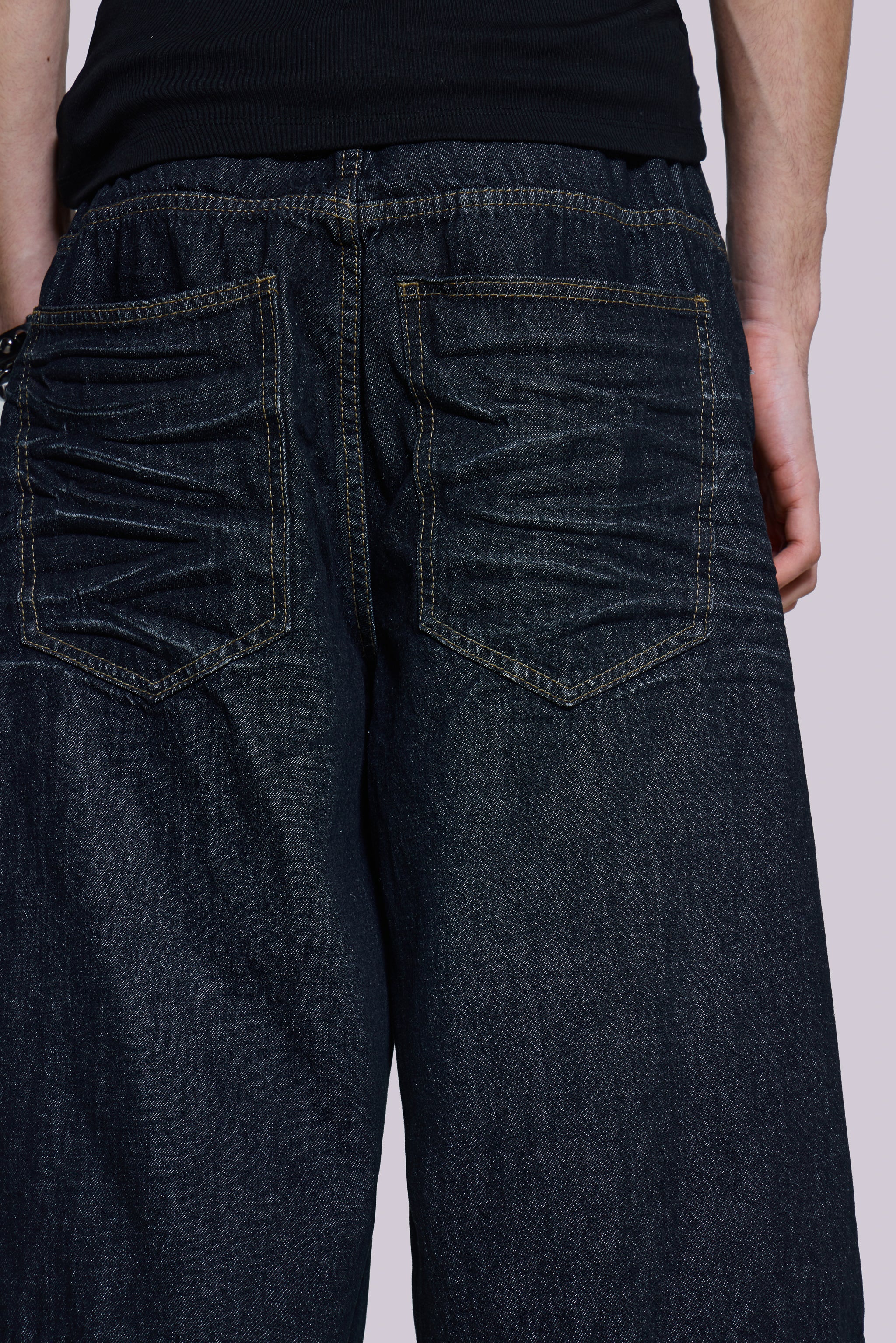 Creased Indigo Colossus Jorts - Image 4