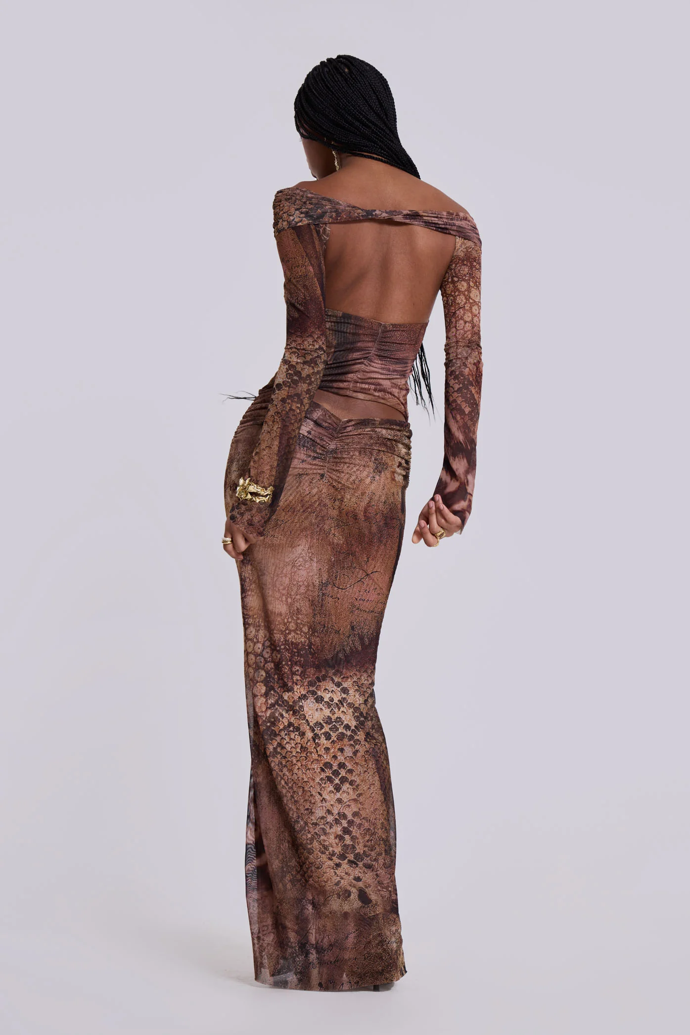 Dahna Macrame Mesh Maxi Dress - Image 3