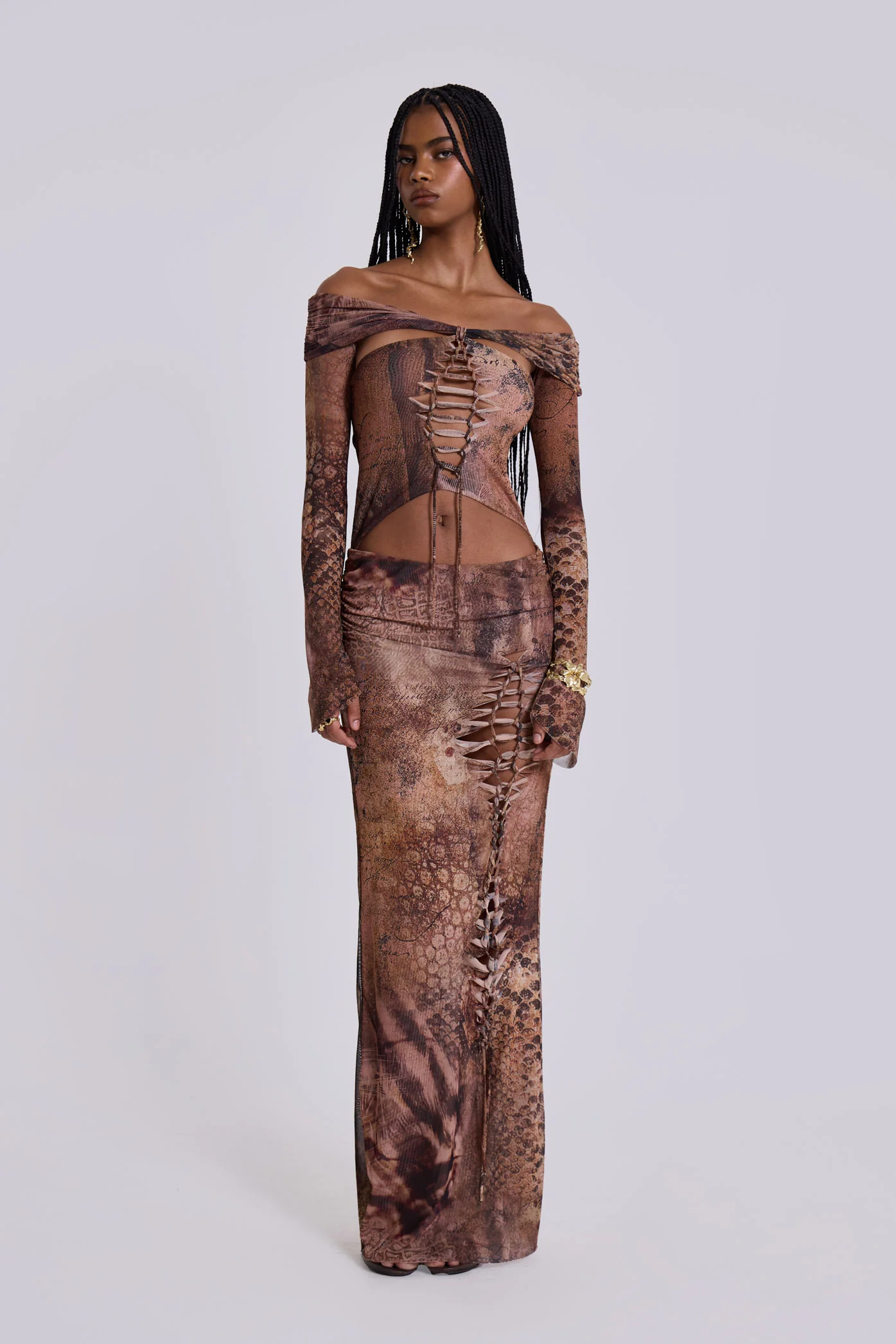 Dahna Macrame Mesh Maxi Dress - Image 7