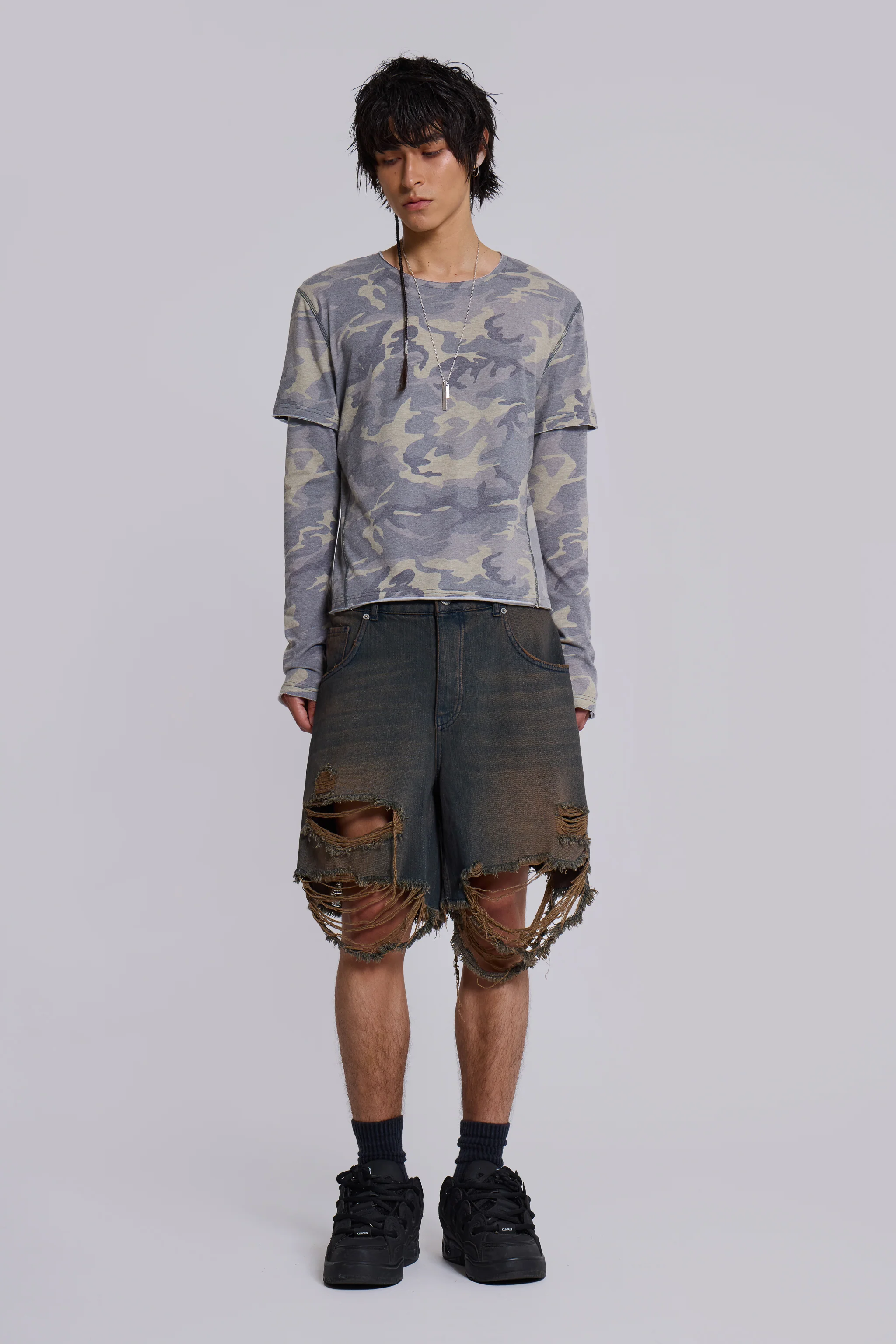 Dark Vintage Wash Glasto Shorts - Image 3