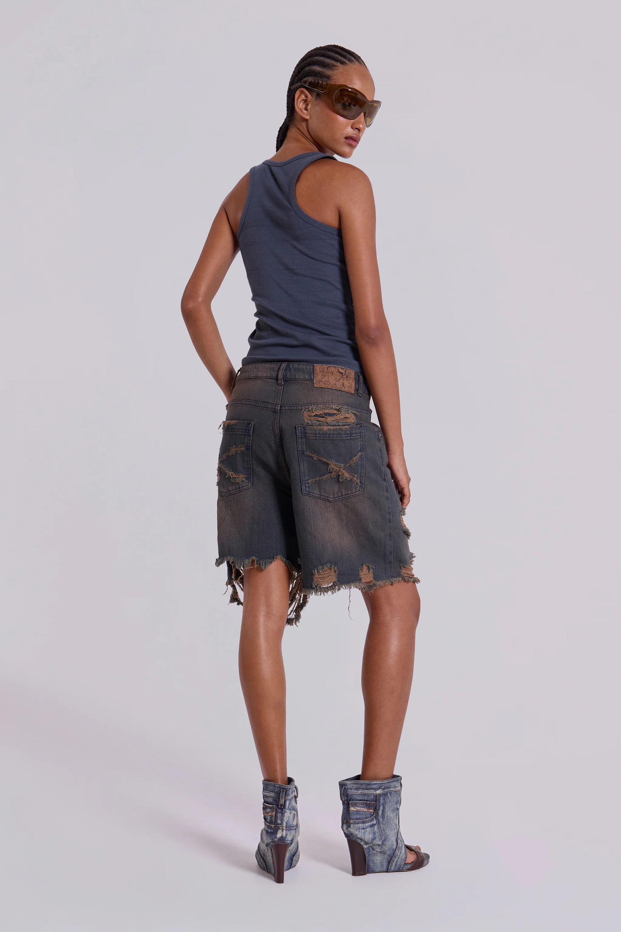 Dark Vintage Wash Glasto Shorts - Image 4