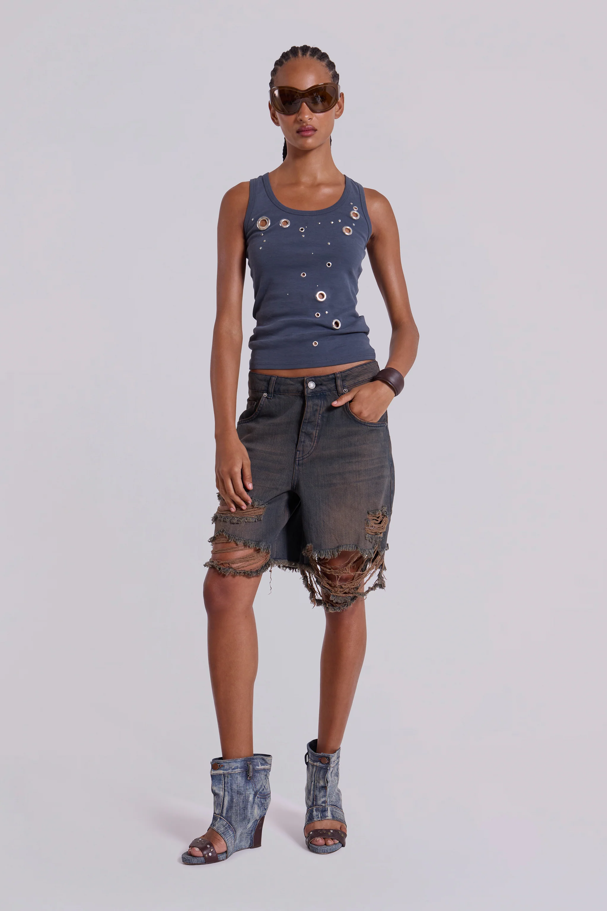 Dark Vintage Wash Glasto Shorts - Image 5