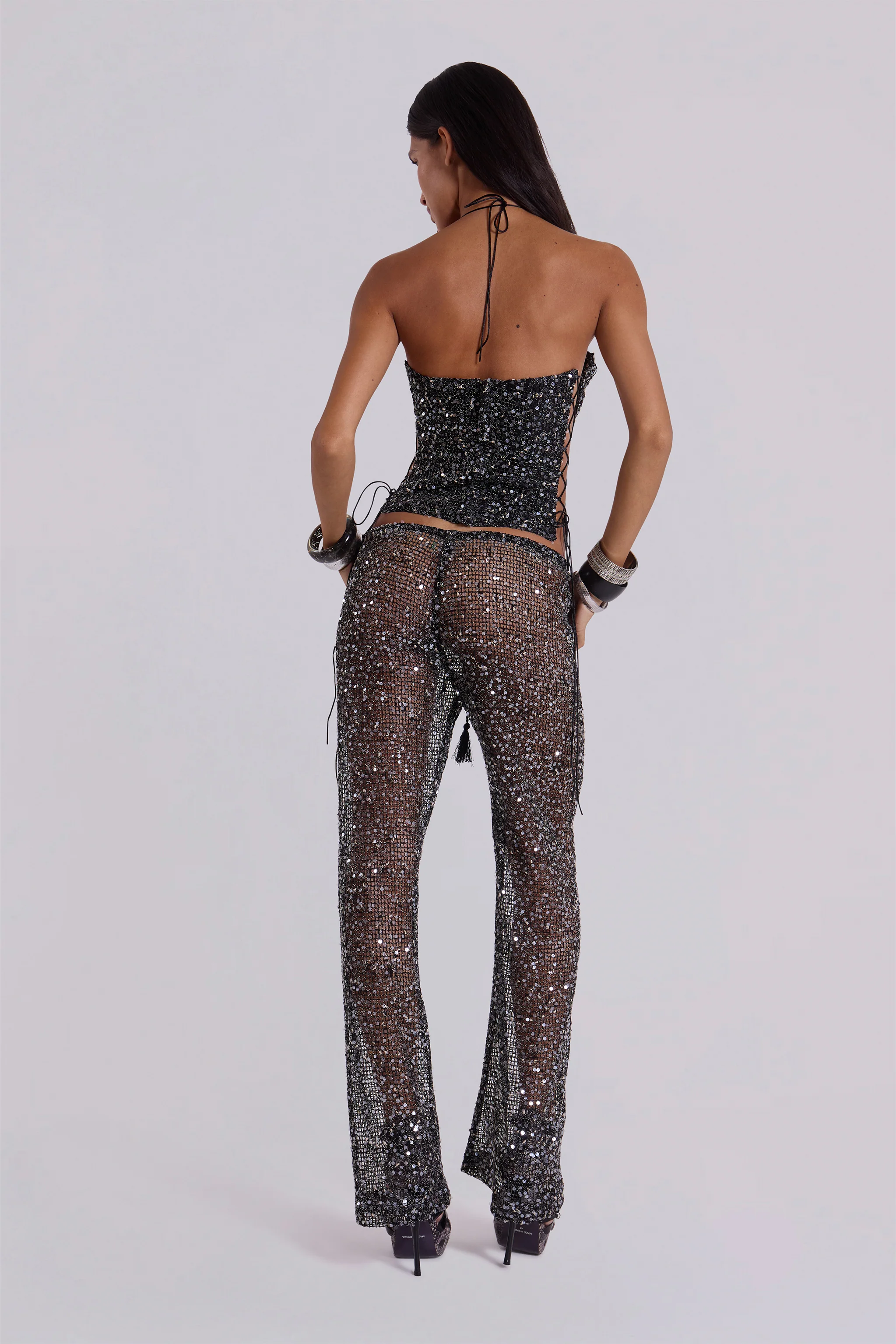 Deva Sequin Knit Corset Top in Midnight - Image 7