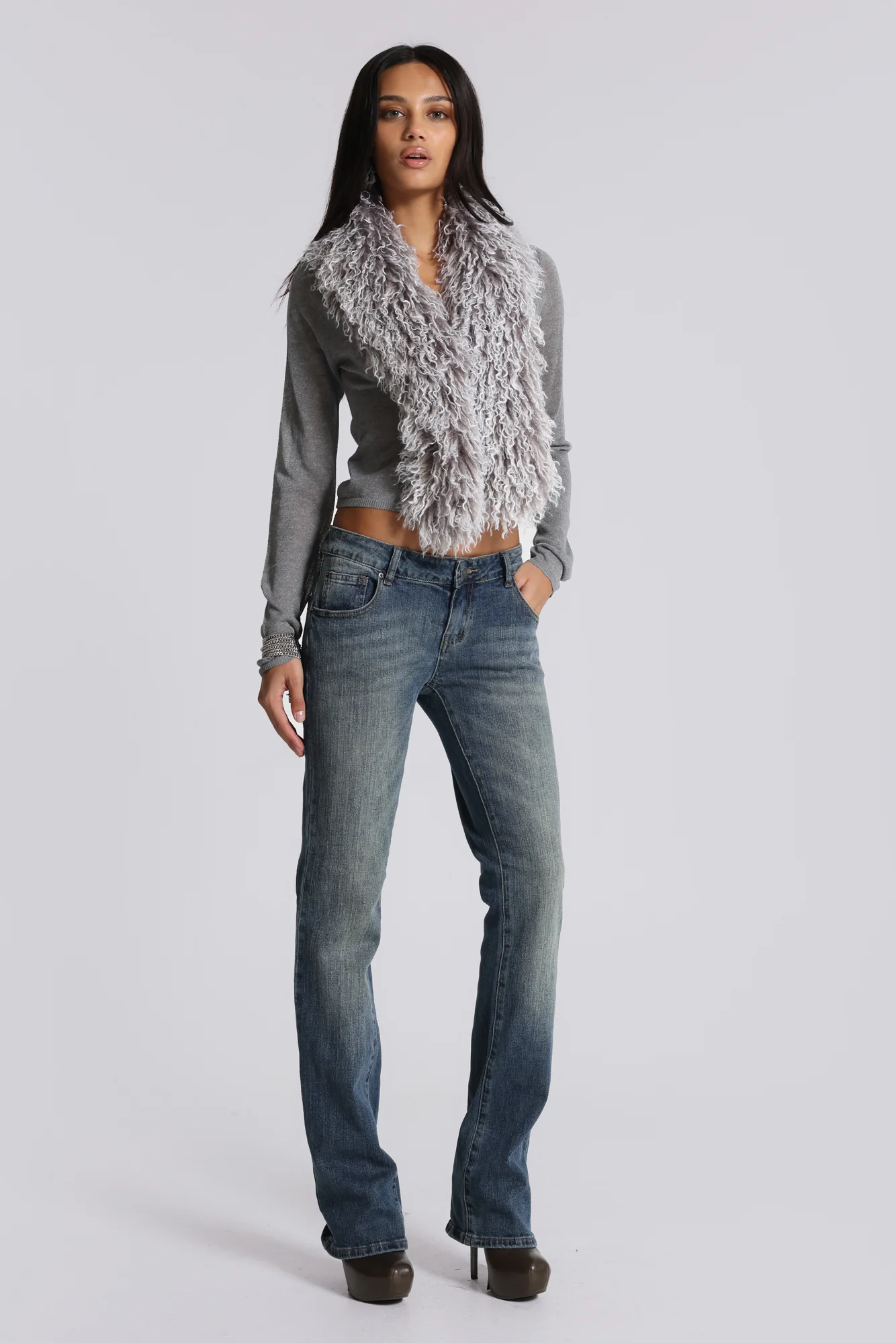 Elune Faux Mongolian Fur Knit Cardigan - Image 2