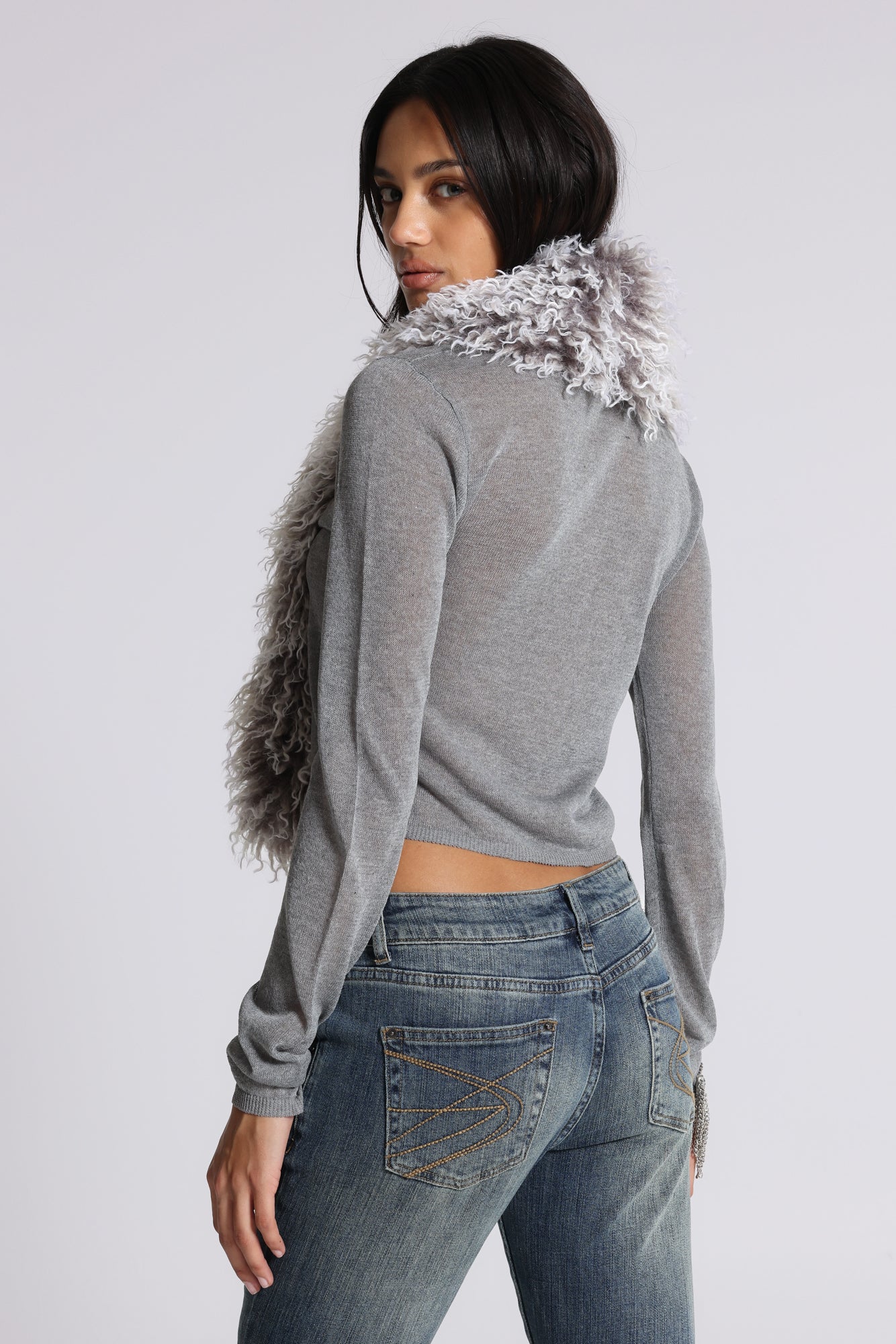 Elune Faux Mongolian Fur Knit Cardigan - Image 5