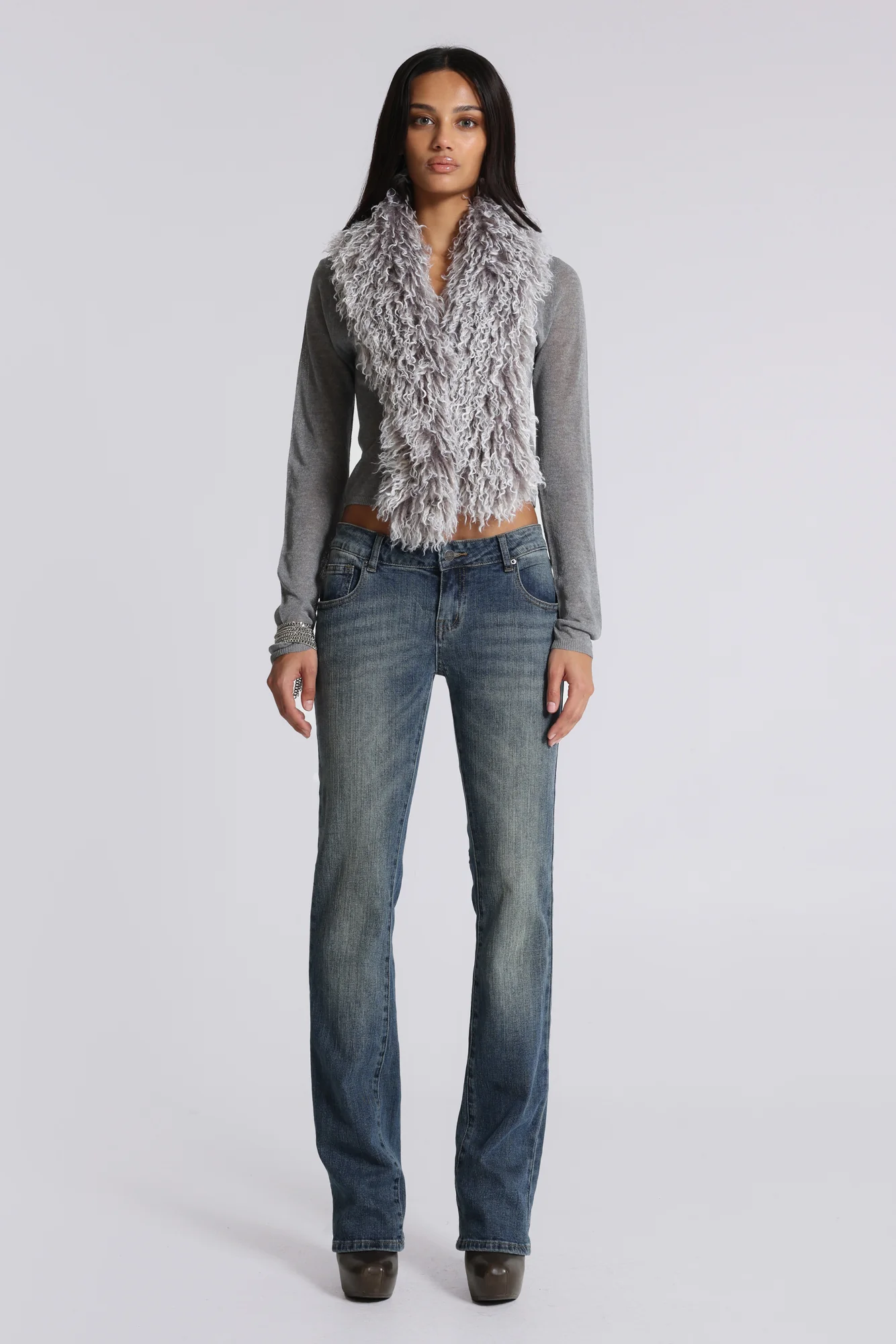 Elune Faux Mongolian Fur Knit Cardigan - Image 6
