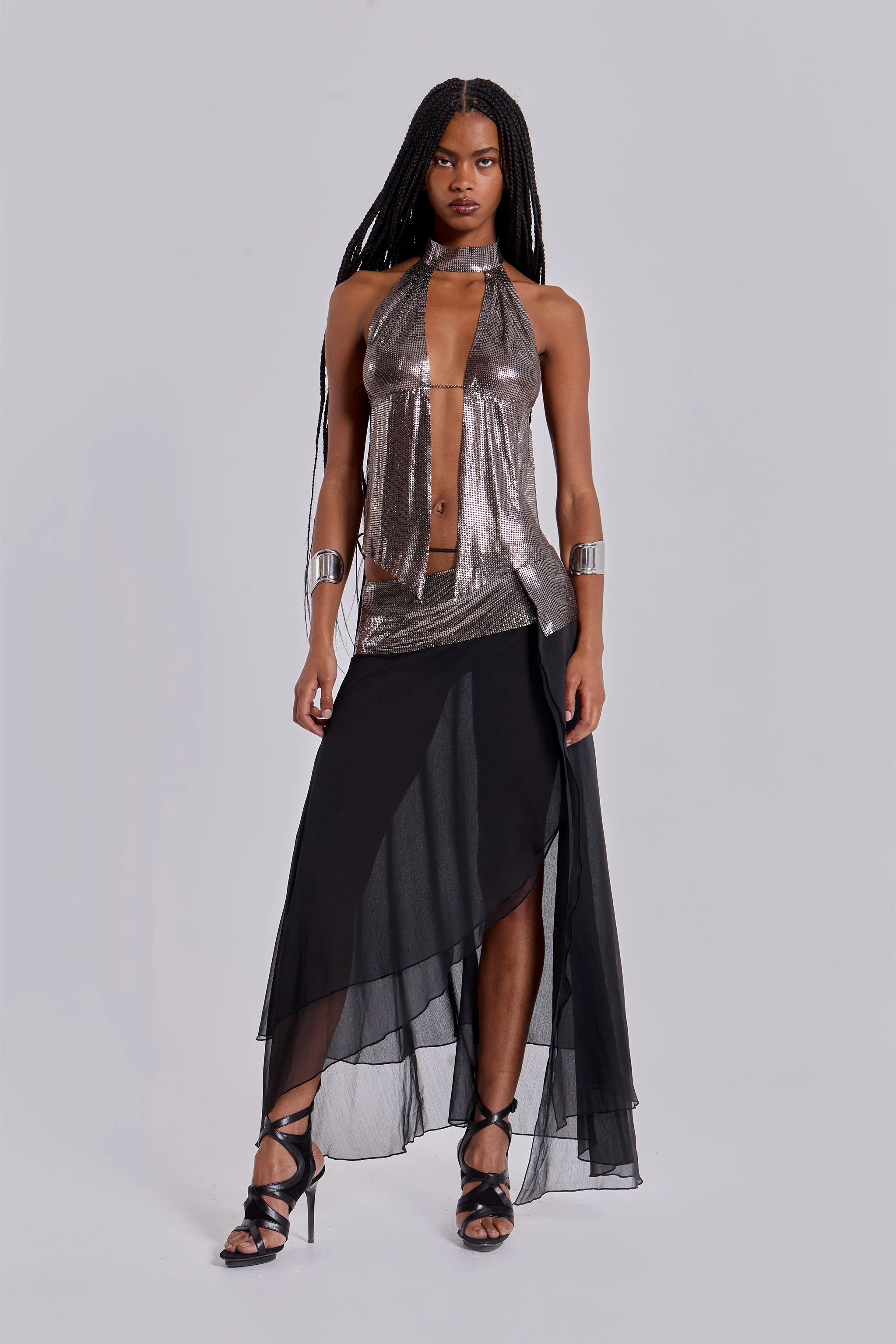 Evodia Chainmail Chiffon Wrap Skirt - Image 2