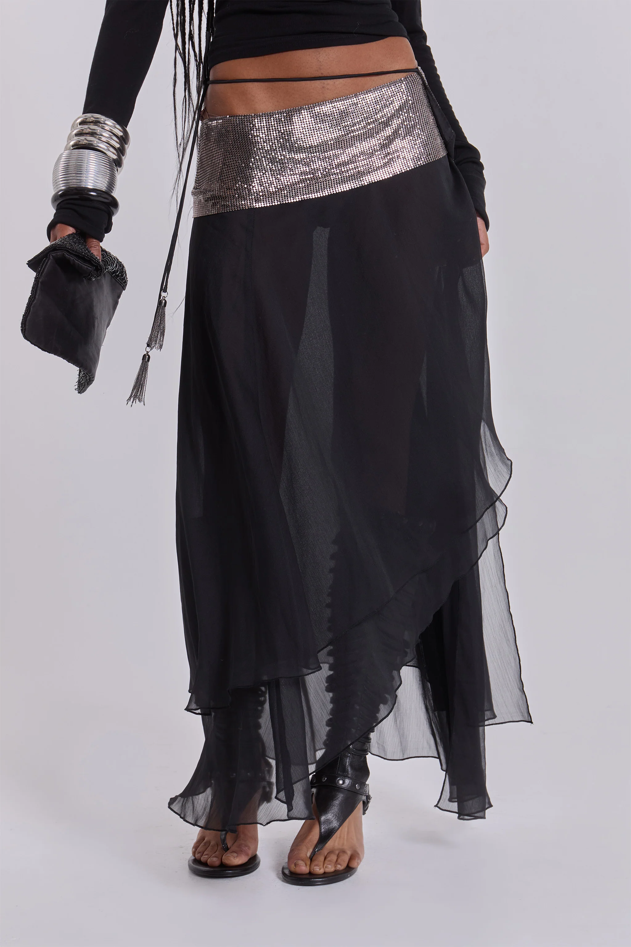 Evodia Chainmail Chiffon Wrap Skirt - Image 7