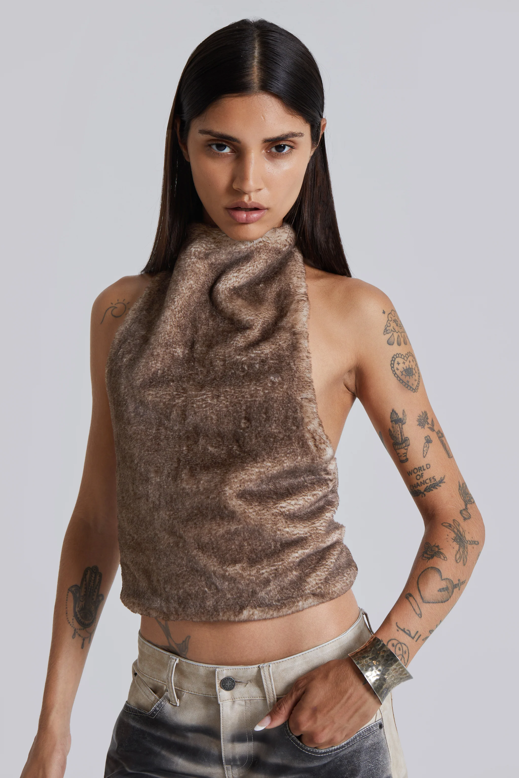 Faux Fur Zene Backless Top - Image 8