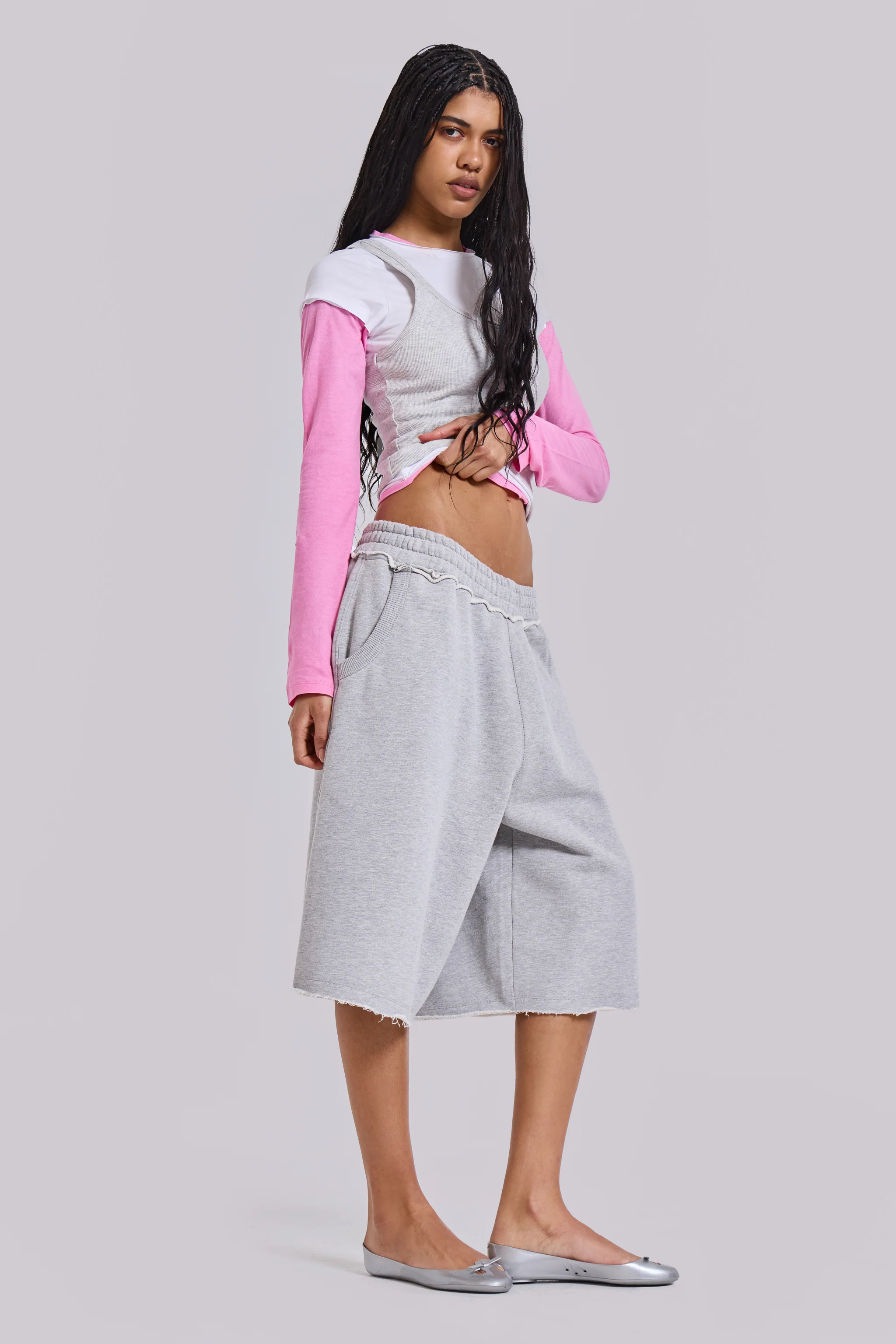 Grey Marl Monster Jogger Shorts - Image 4