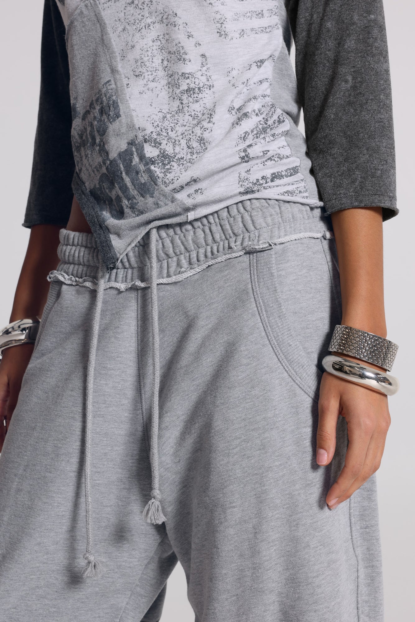 Grey Marl Cropped Monster Joggers - Image 4