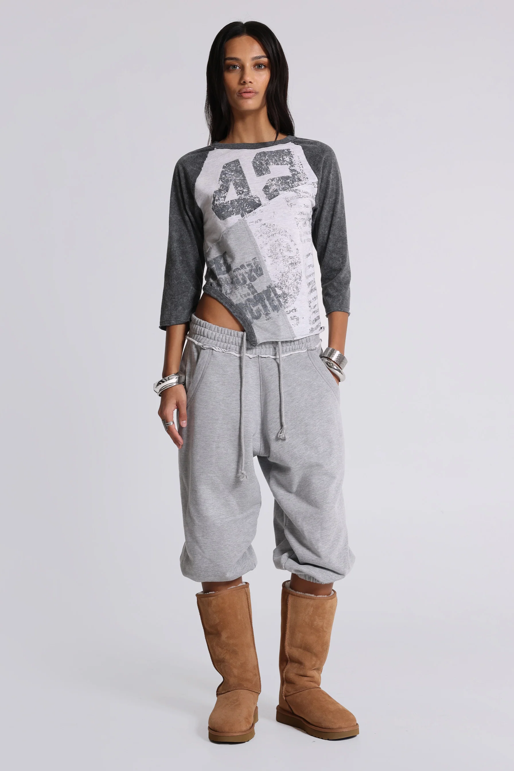 Grey Marl Cropped Monster Joggers - Image 6