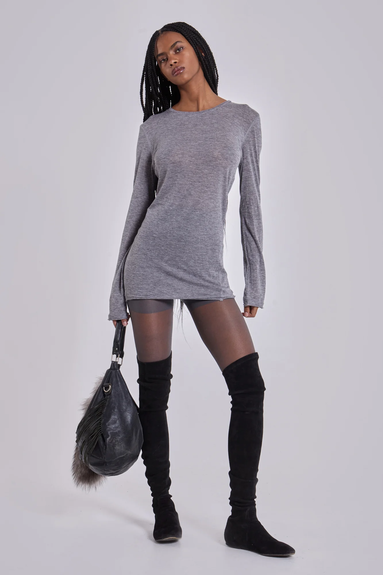 Grey Marl Mist Mini Dress - Image 3