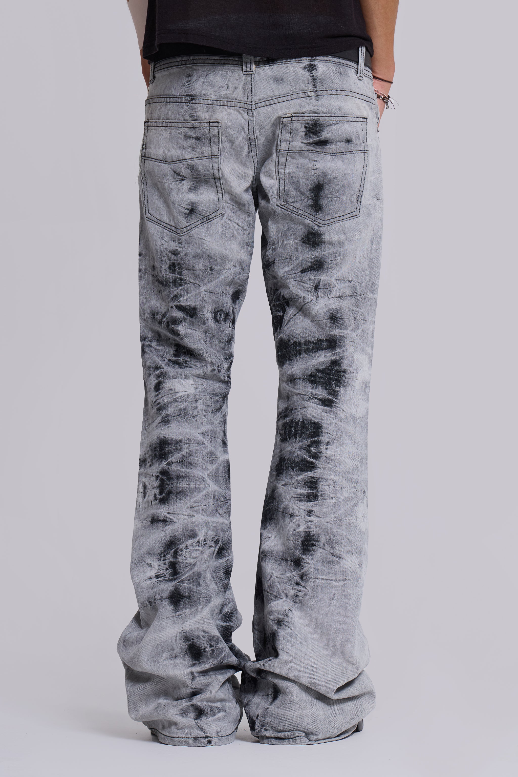 Grey Tie Dye Drift Bootcut Jeans - Image 4