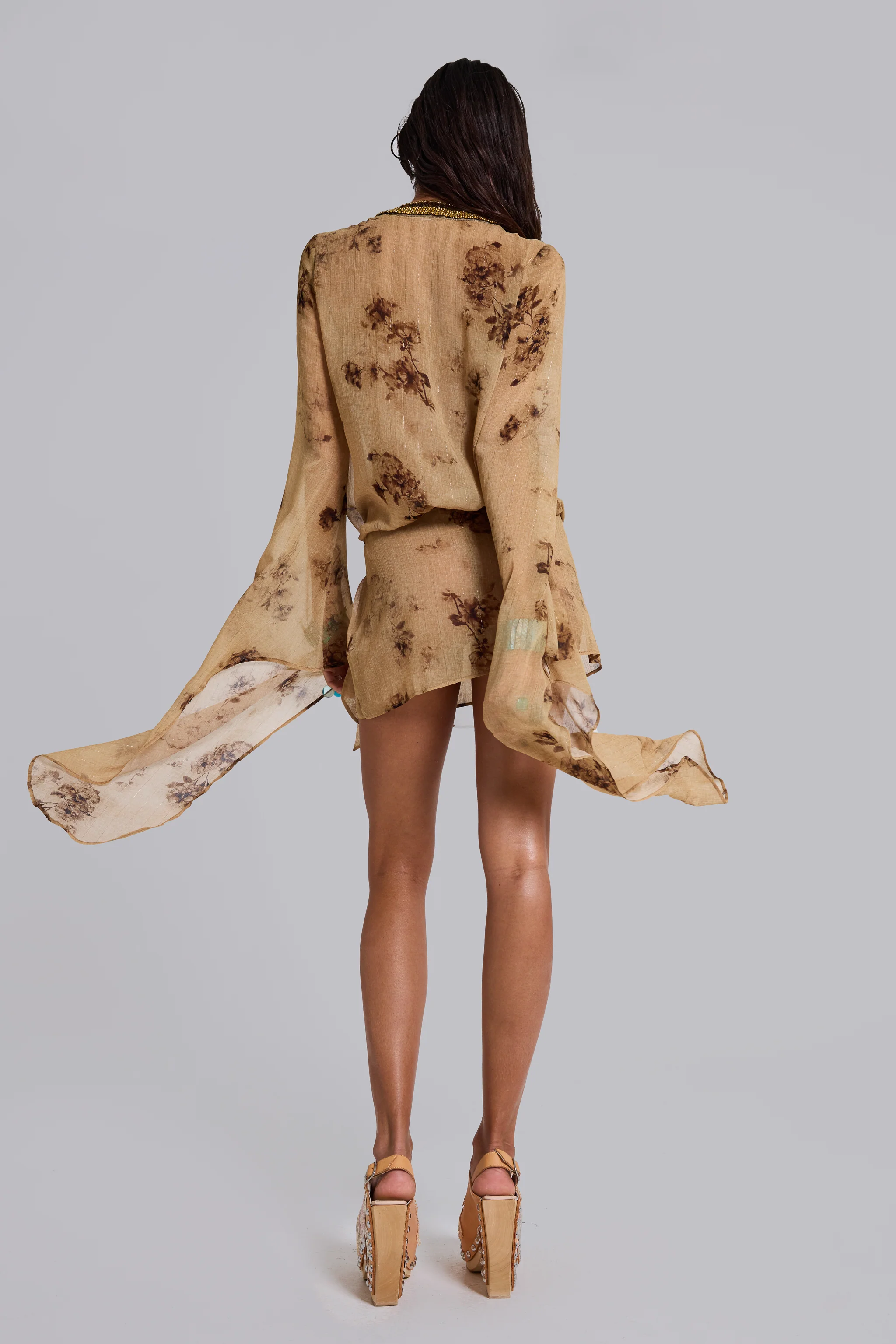 Iberis Chiffon Wrap Mini Dress - Image 3