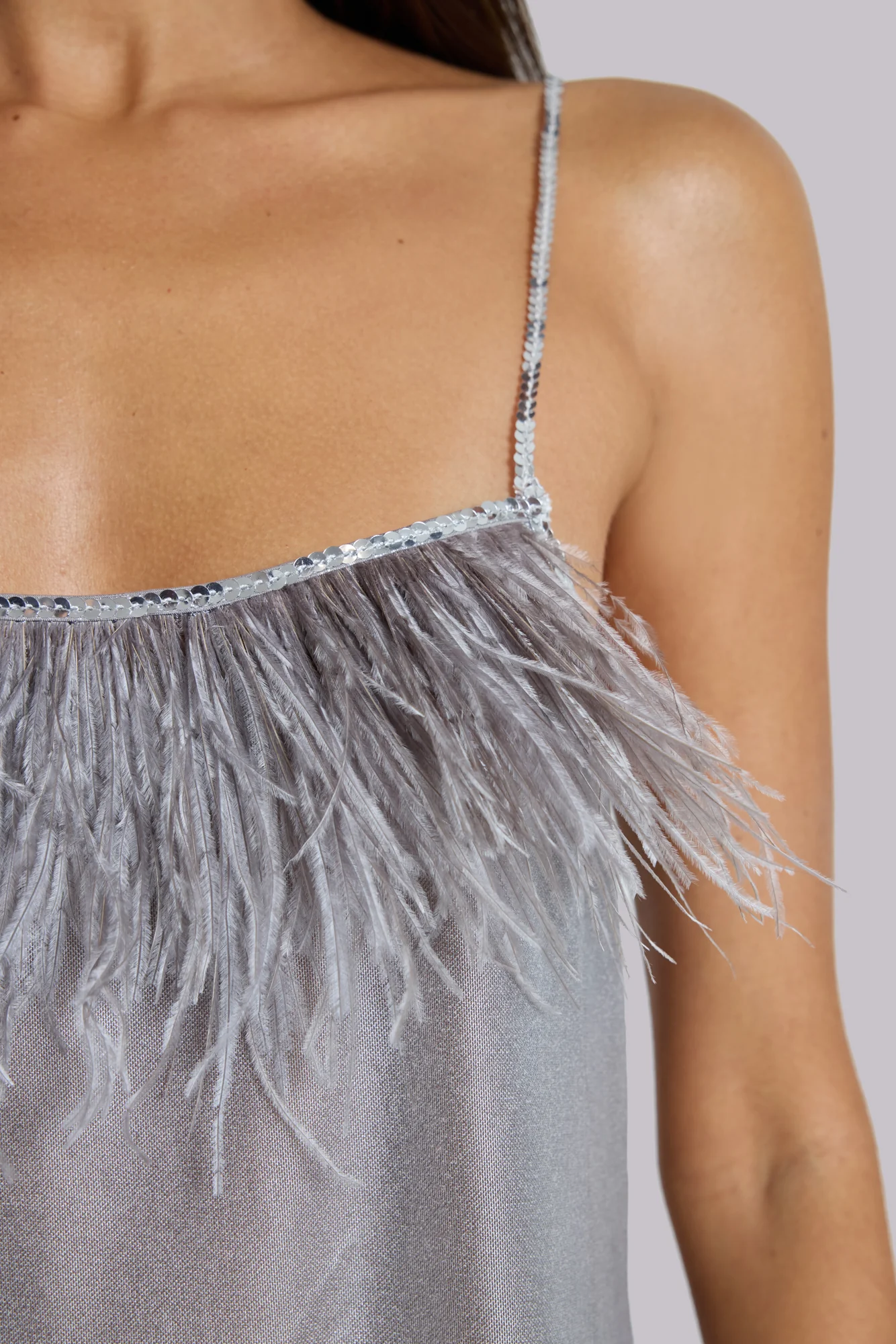 Ilira Metallic Sheer Top with Feathers - Image 2
