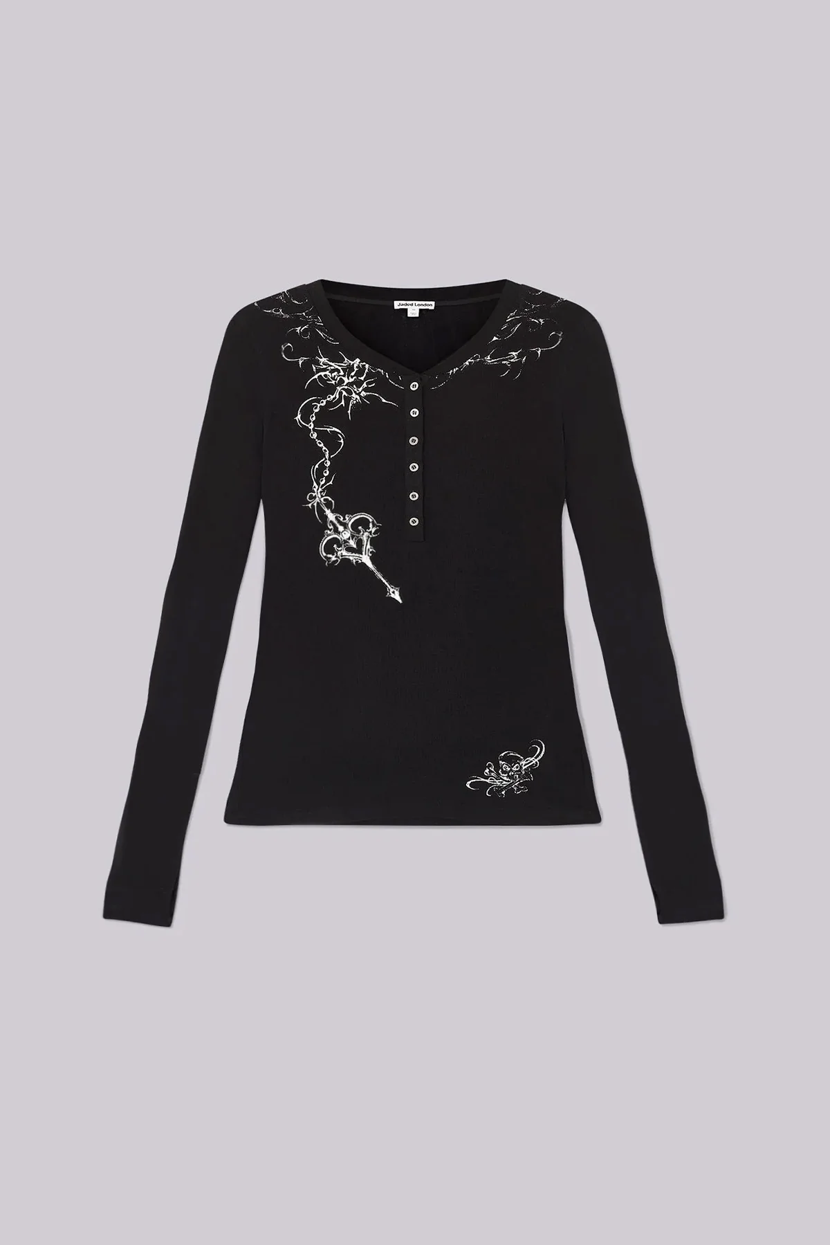 Ines Black Henley Top - Image 2