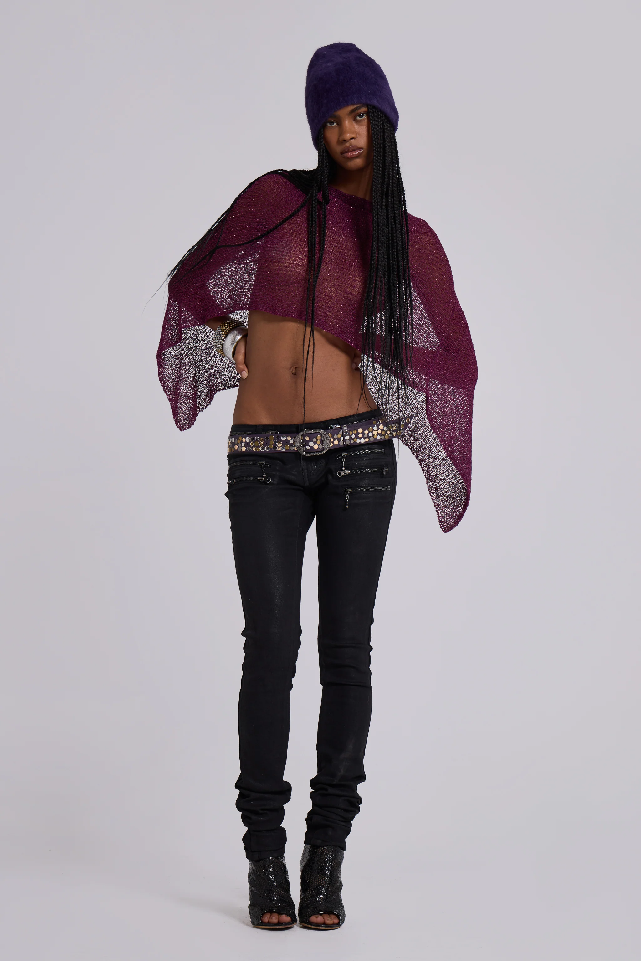 Infinity Multiway Knit Cape in Wine - Image 13