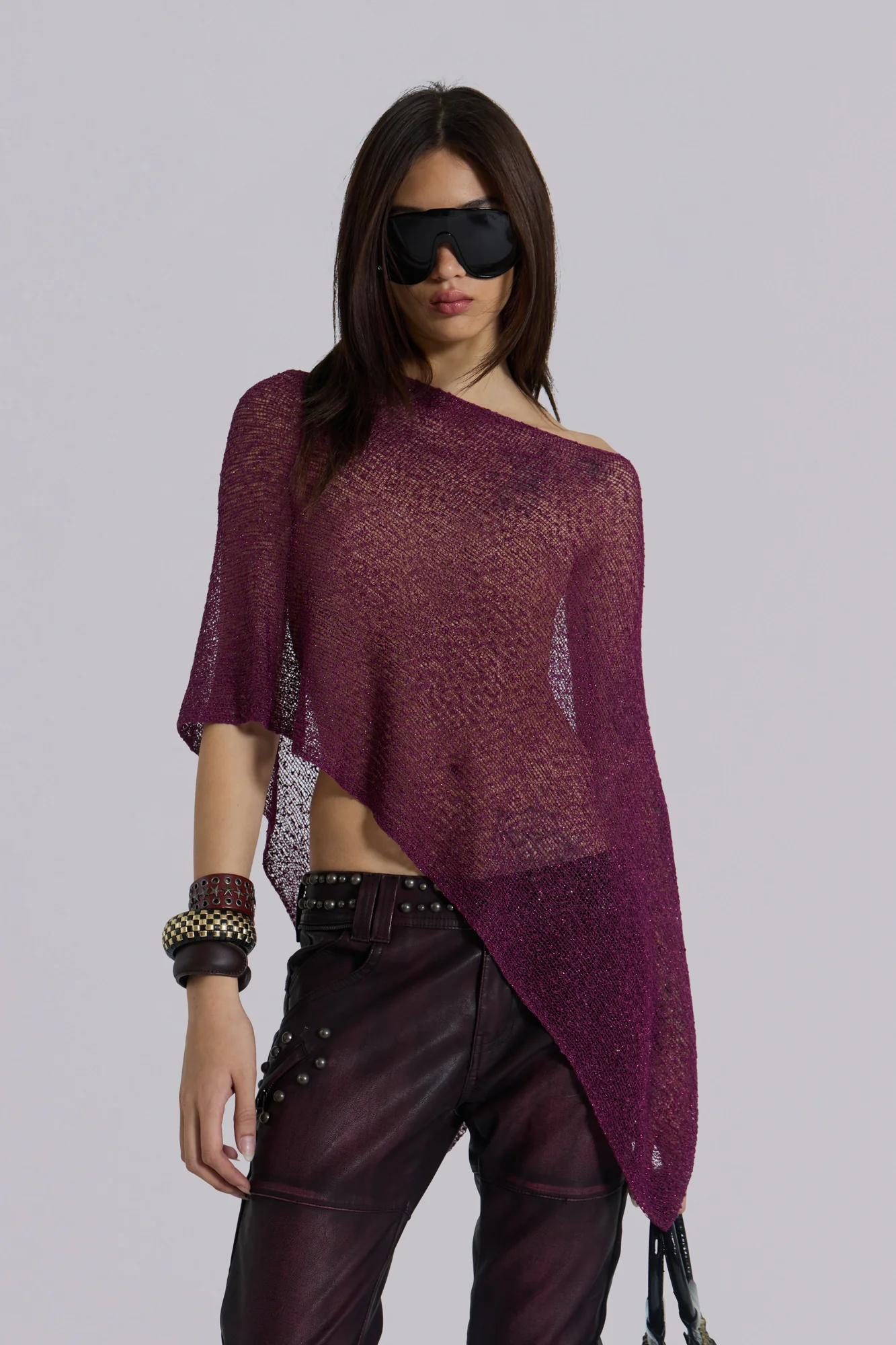 Infinity Multiway Knit Cape in Wine - Image 3
