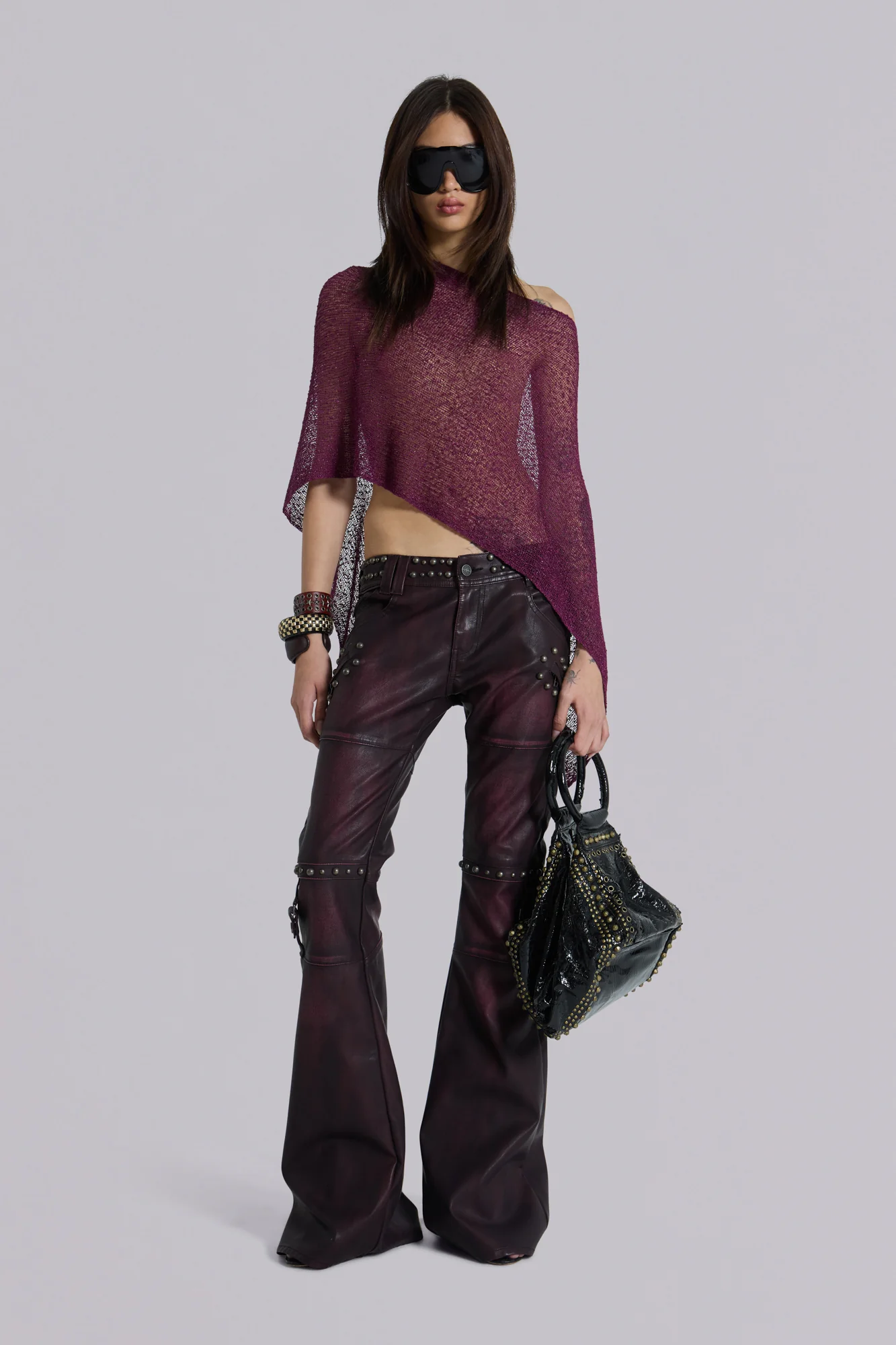 Infinity Multiway Knit Cape in Wine - Image 4