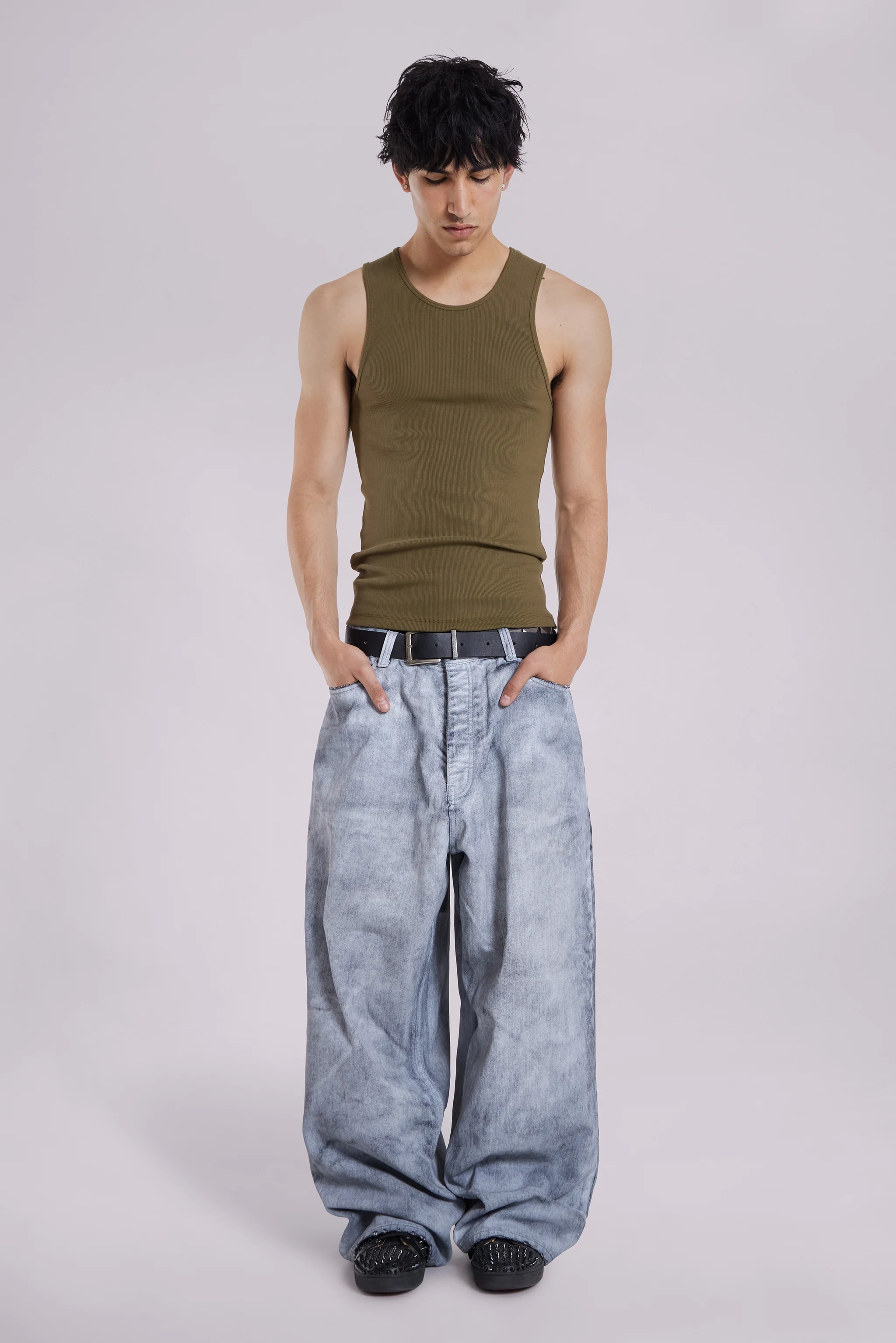 Khaki Rib Full Length Vest - Image 2