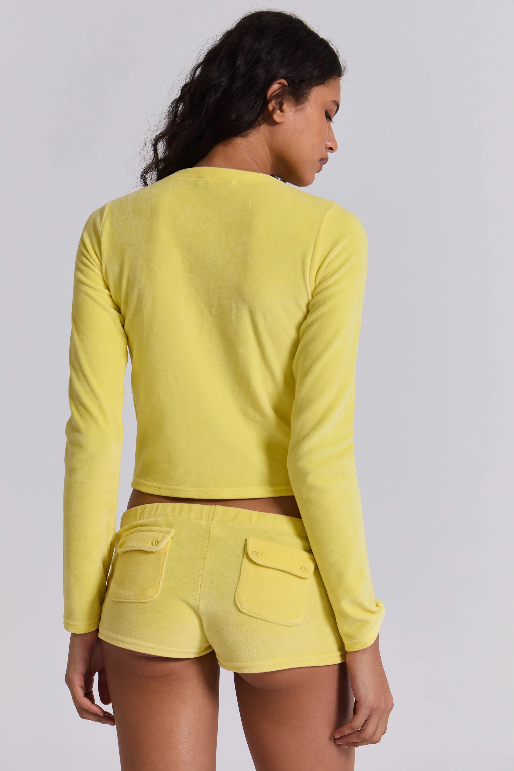 Lemon Velour Mini Shorts - Image 5