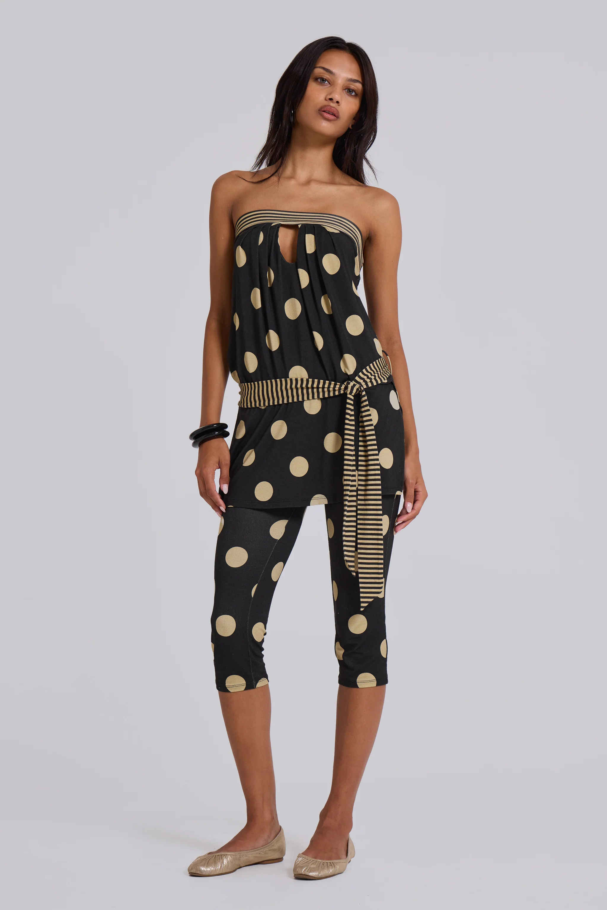 Lola Foldover Capris in Polkadot Stripe - Image 5