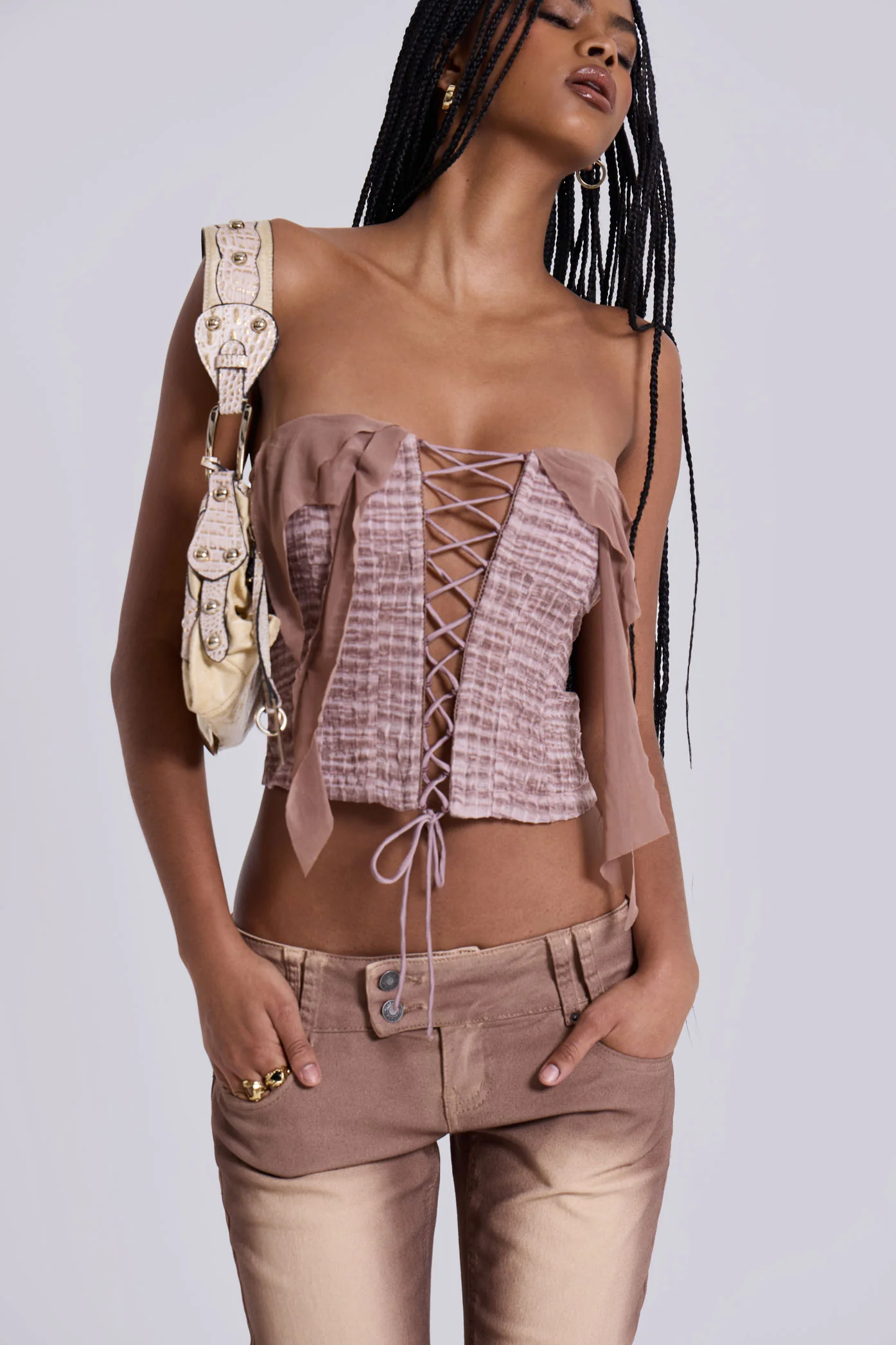 Lone Lace Up Gingham Corset - Image 4