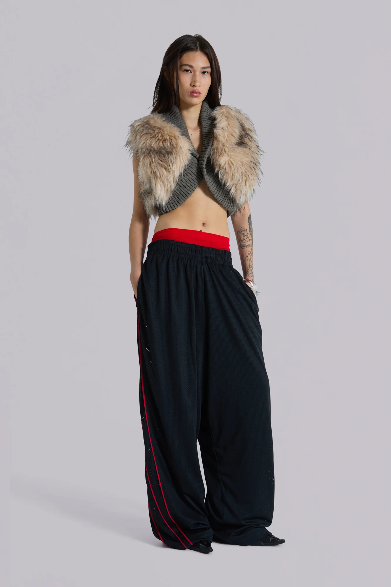 Meka Faux Fur Knit Shrug - Image 8