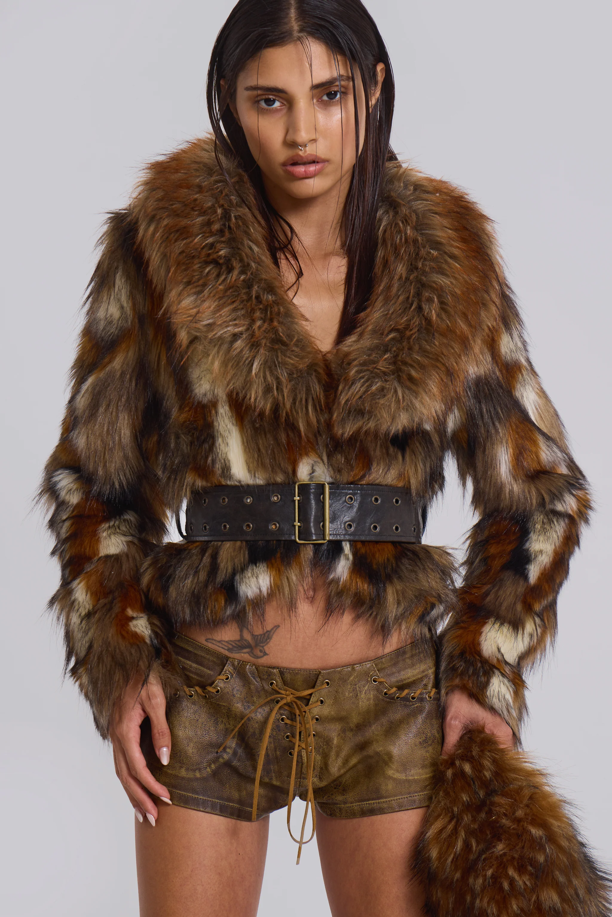 Mesconda Faux Fur Belted Jacket - Image 4
