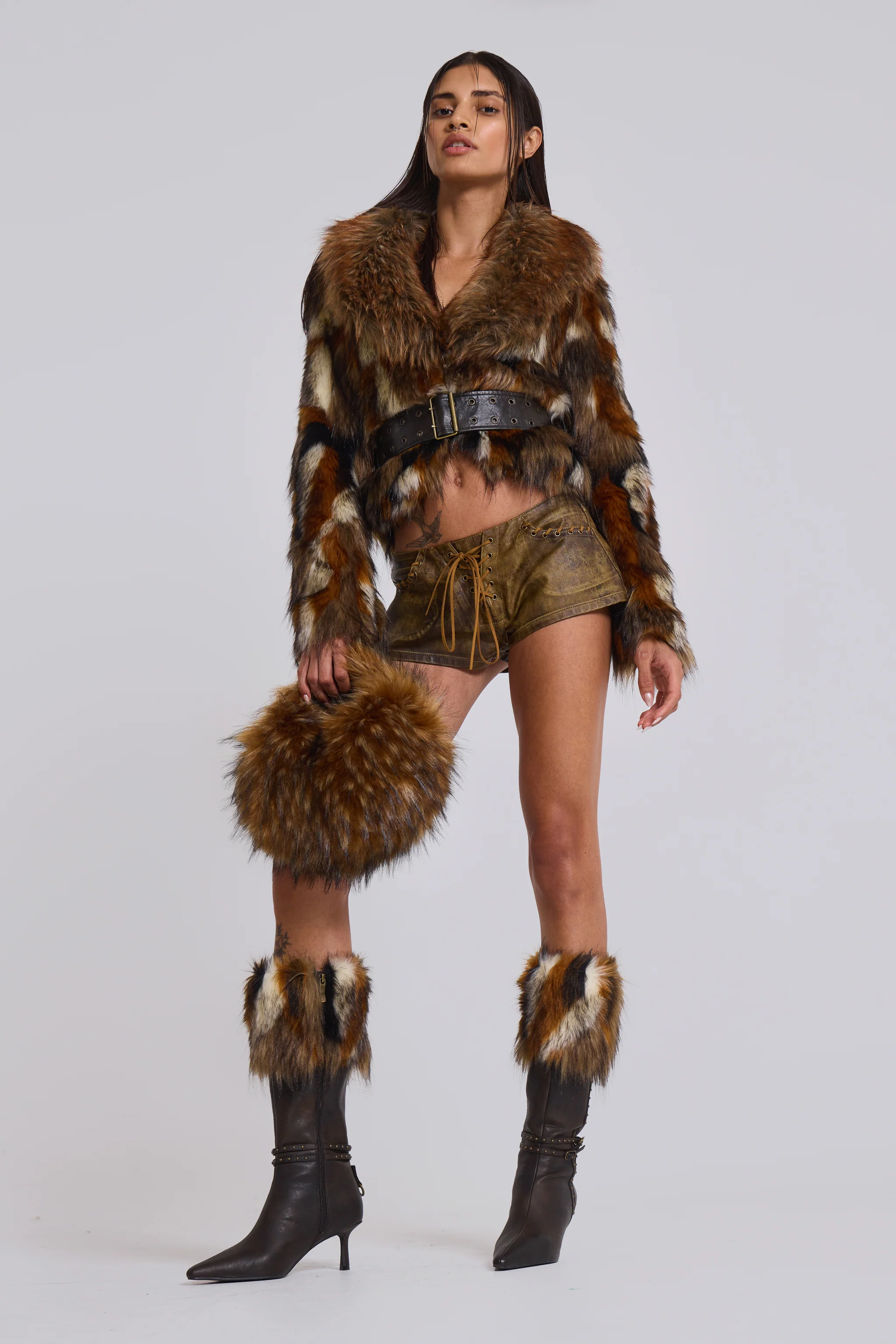 Mesconda Faux Fur Belted Jacket - Image 6