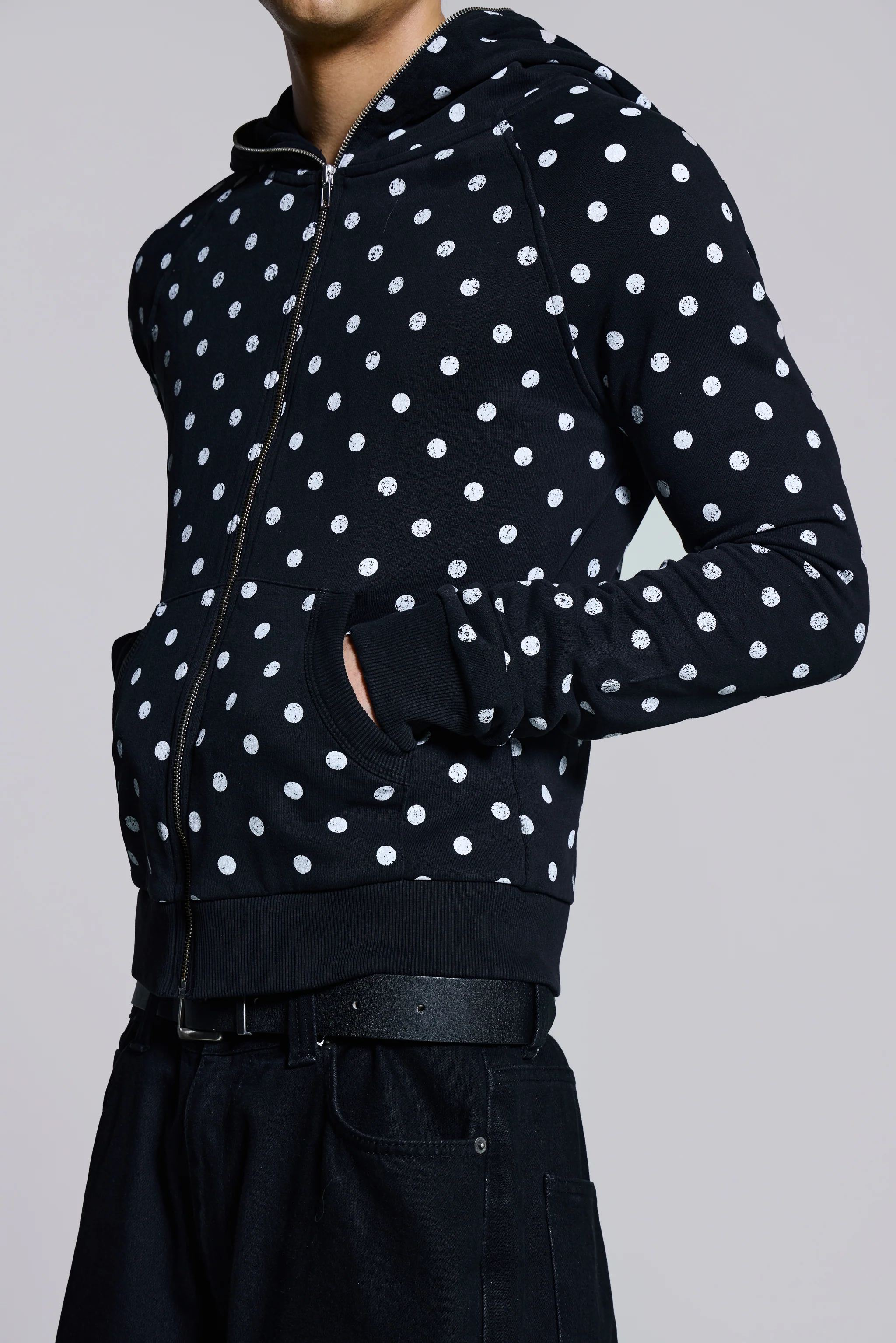 Mono Black Polkadot Hoodie - Image 7