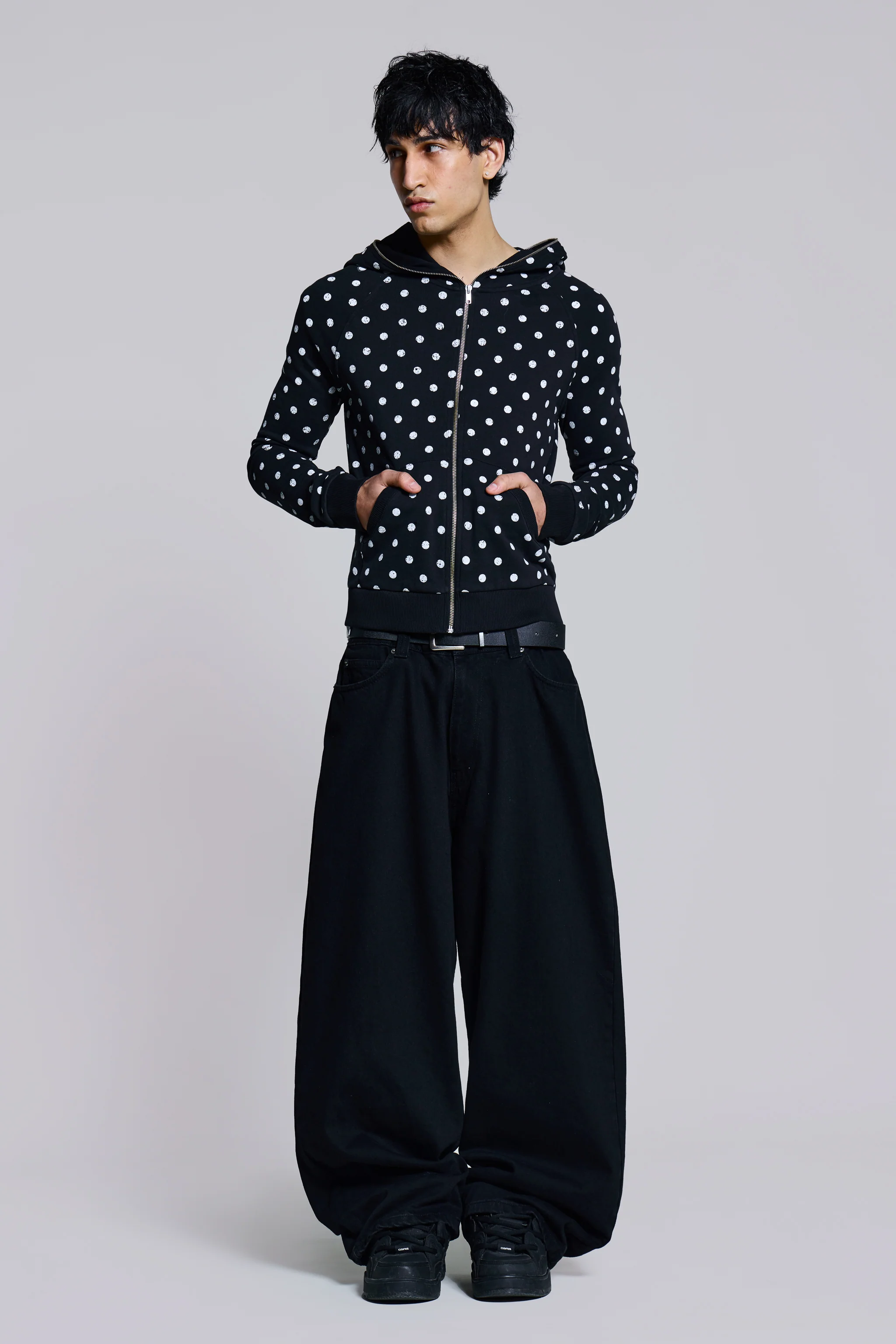 Mono Black Polkadot Hoodie - Image 9
