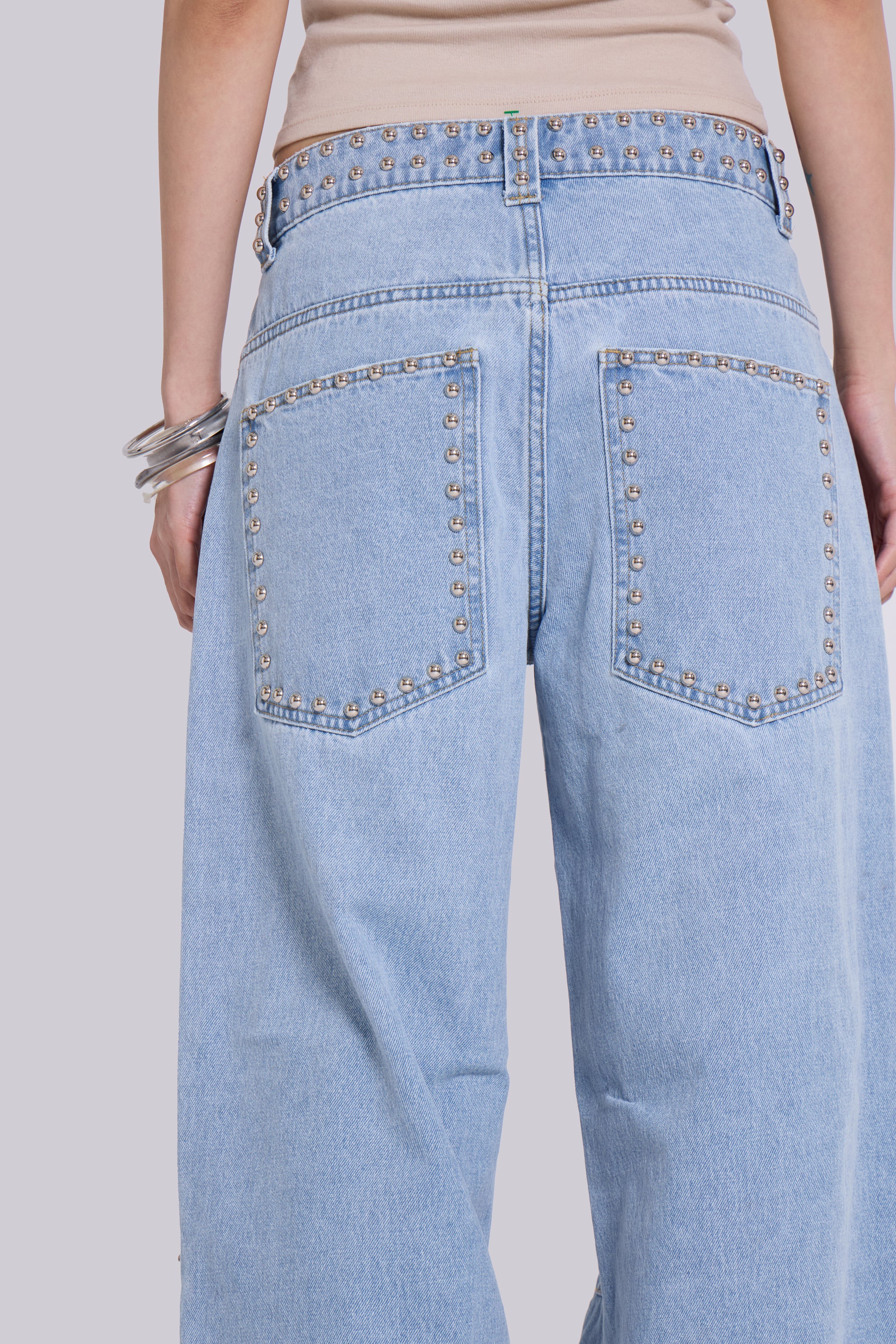 Nailed Studded Colossus Jeans in Light Blue Wash - Image 6