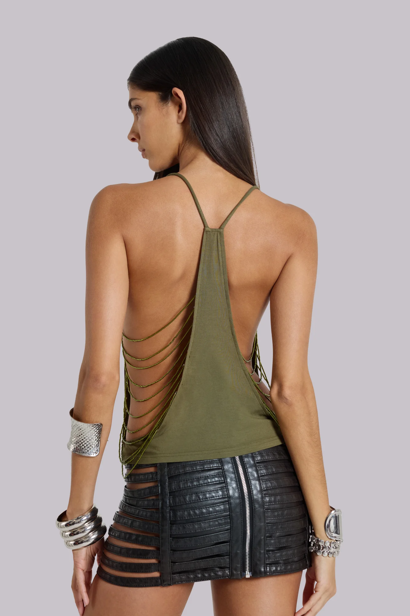 Nyxen Slashed Faux Leather Mini Skirt - Image 3