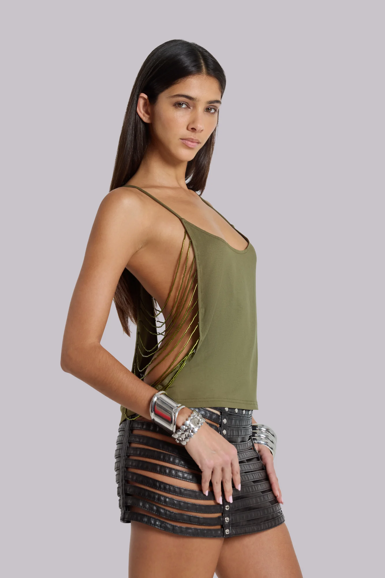 Nyxen Slashed Faux Leather Mini Skirt - Image 8