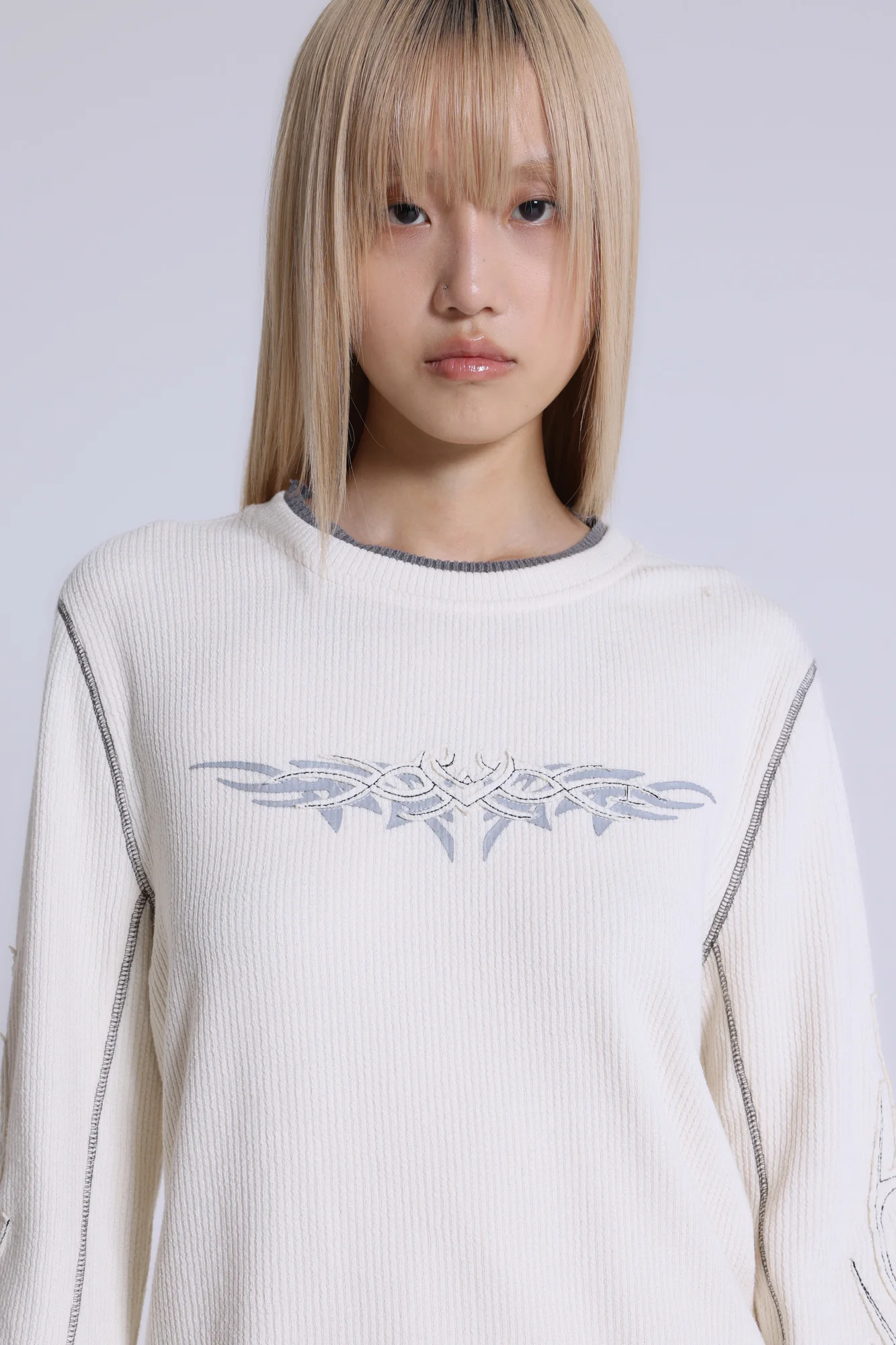 Off White Tattoo Applique Tee - Image 4