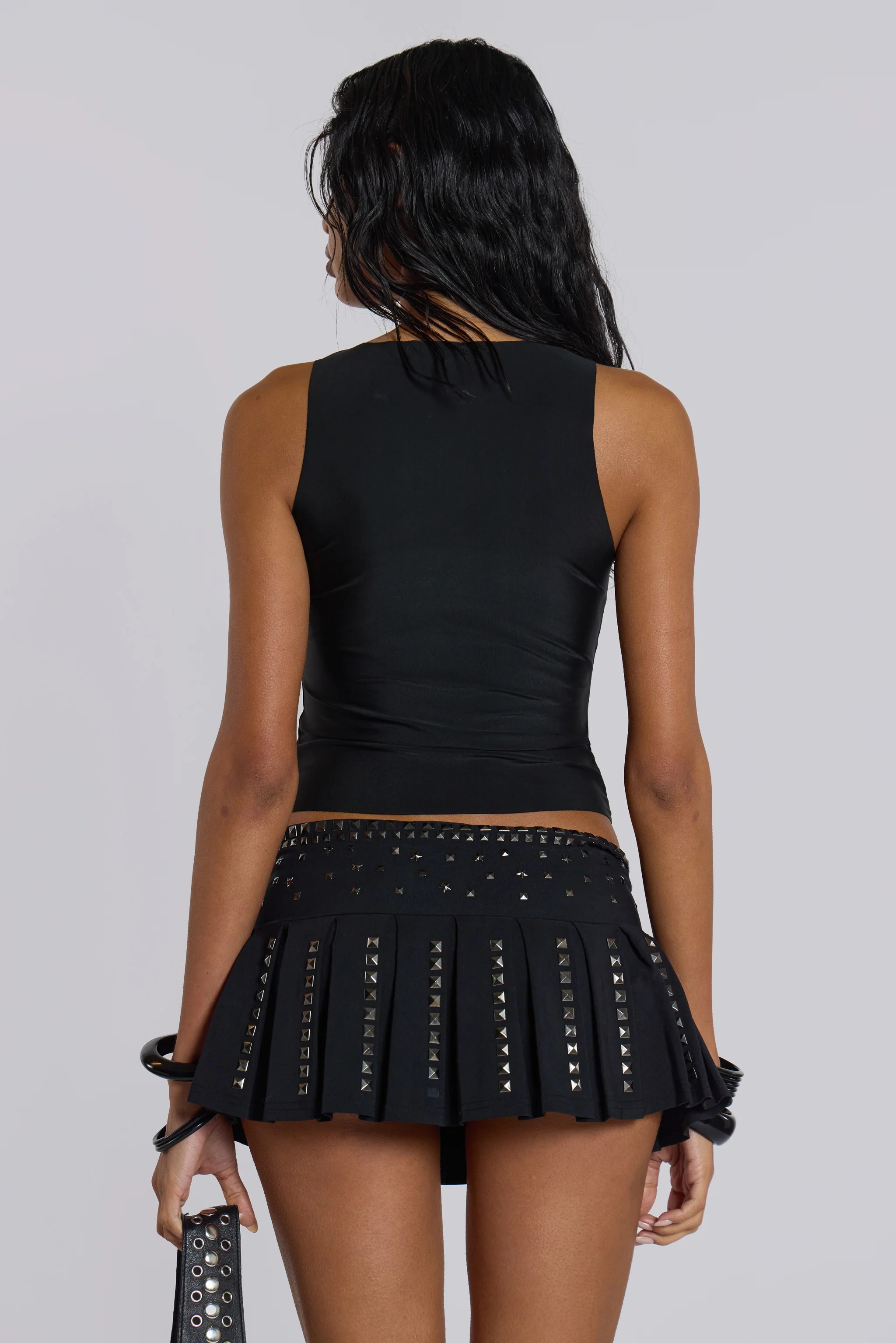 Onyx Studded Pleated Skirt - Image 4
