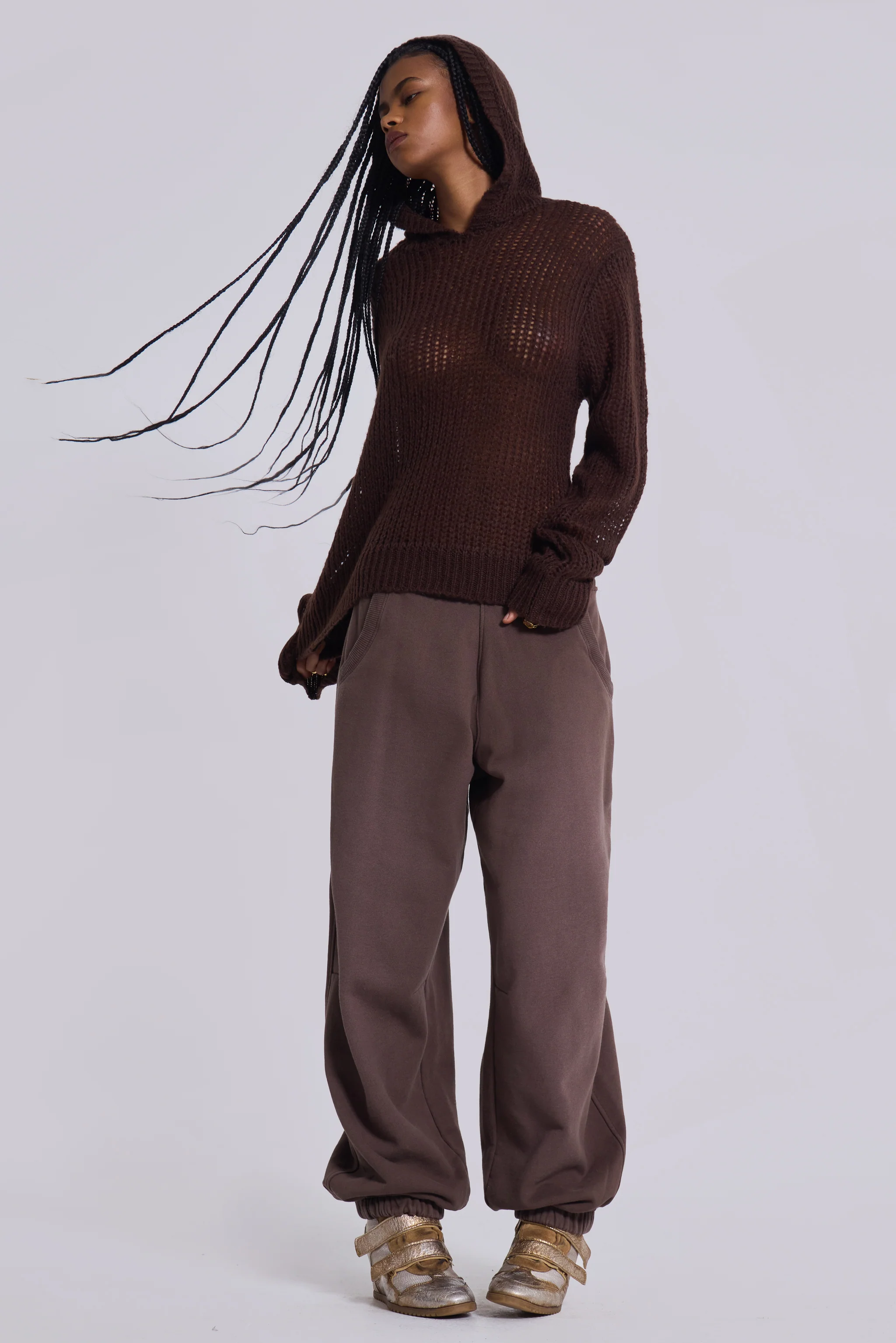 Open Gauge Knit Hoodie - Image 2