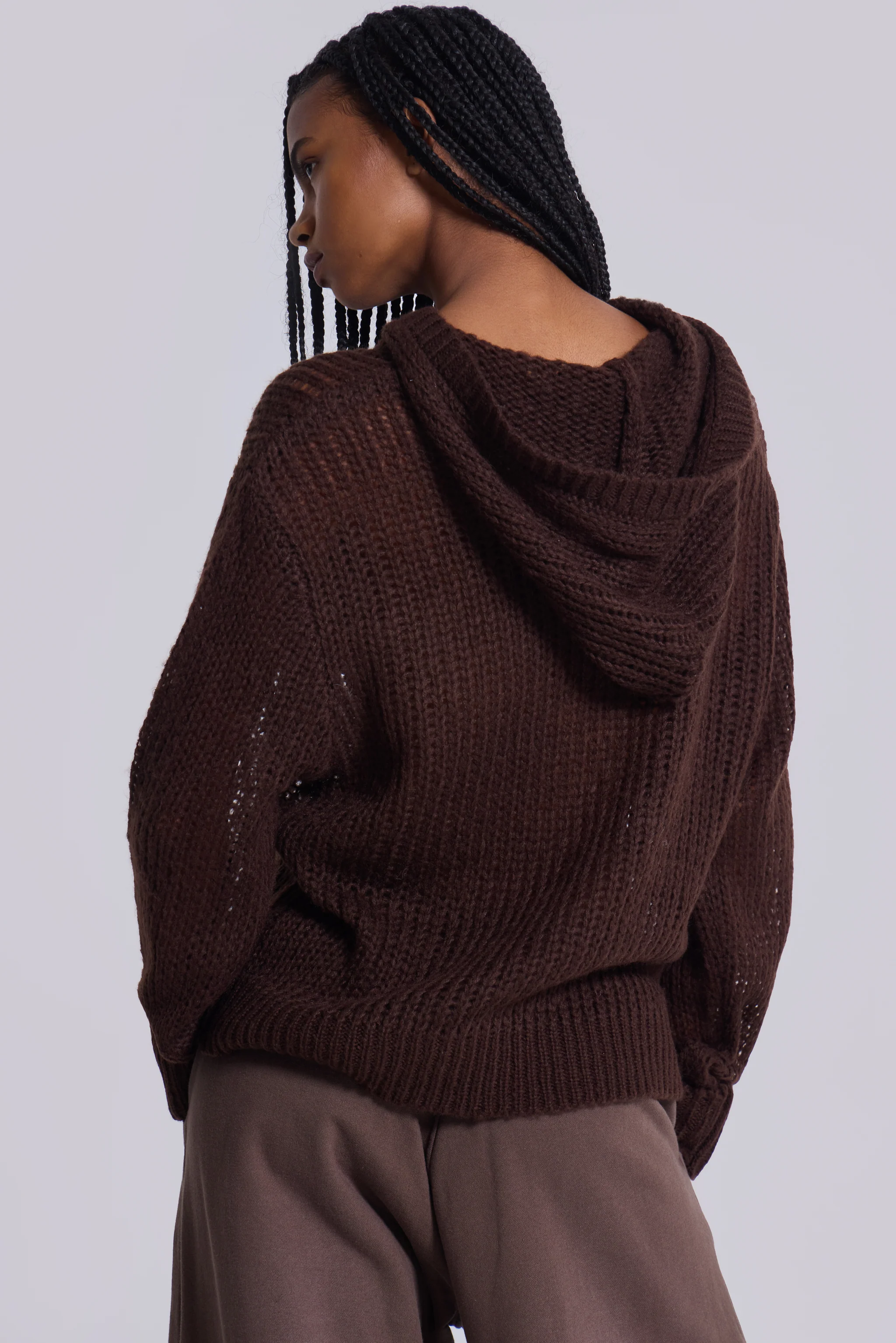 Open Gauge Knit Hoodie - Image 5