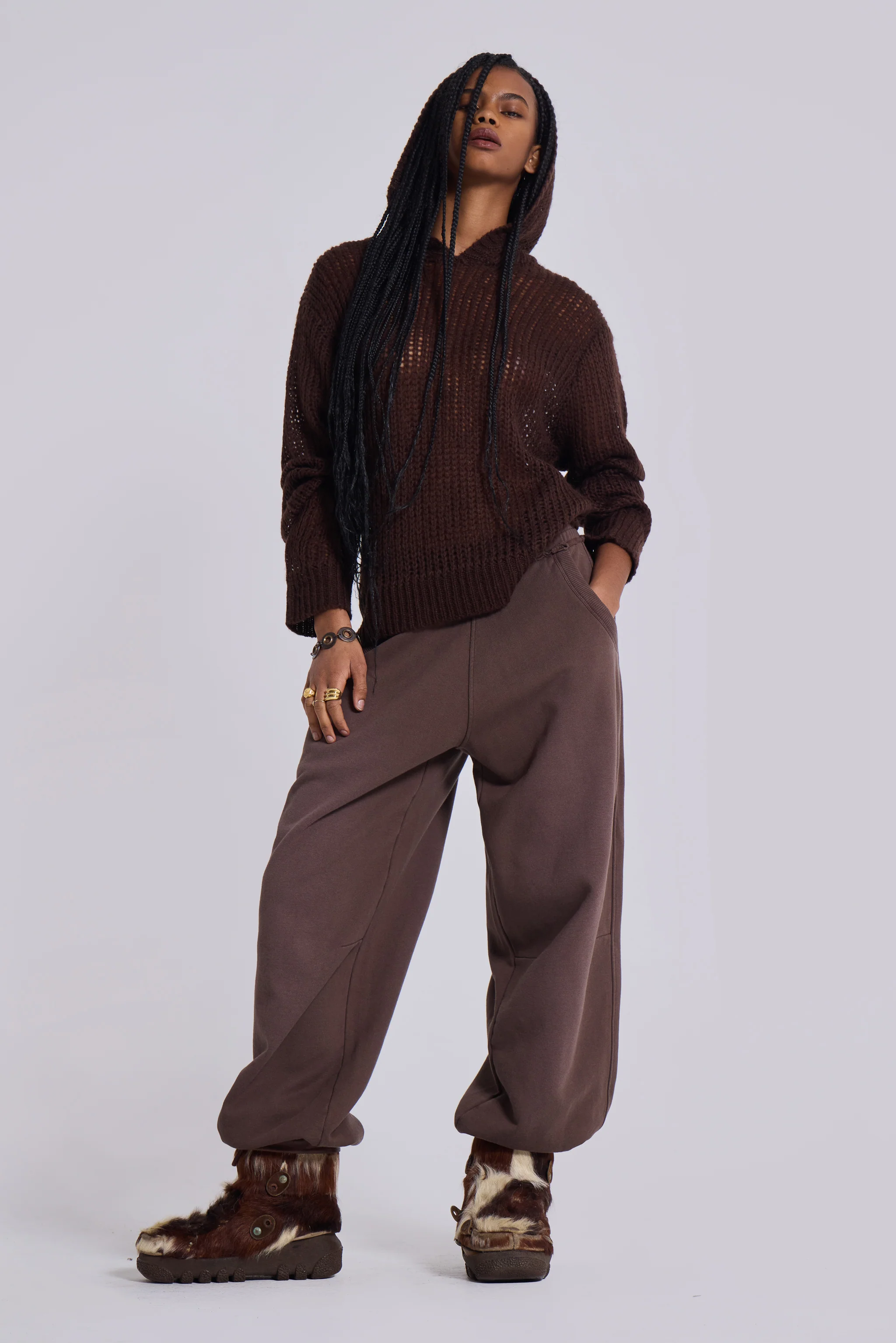 Open Gauge Knit Hoodie - Image 6