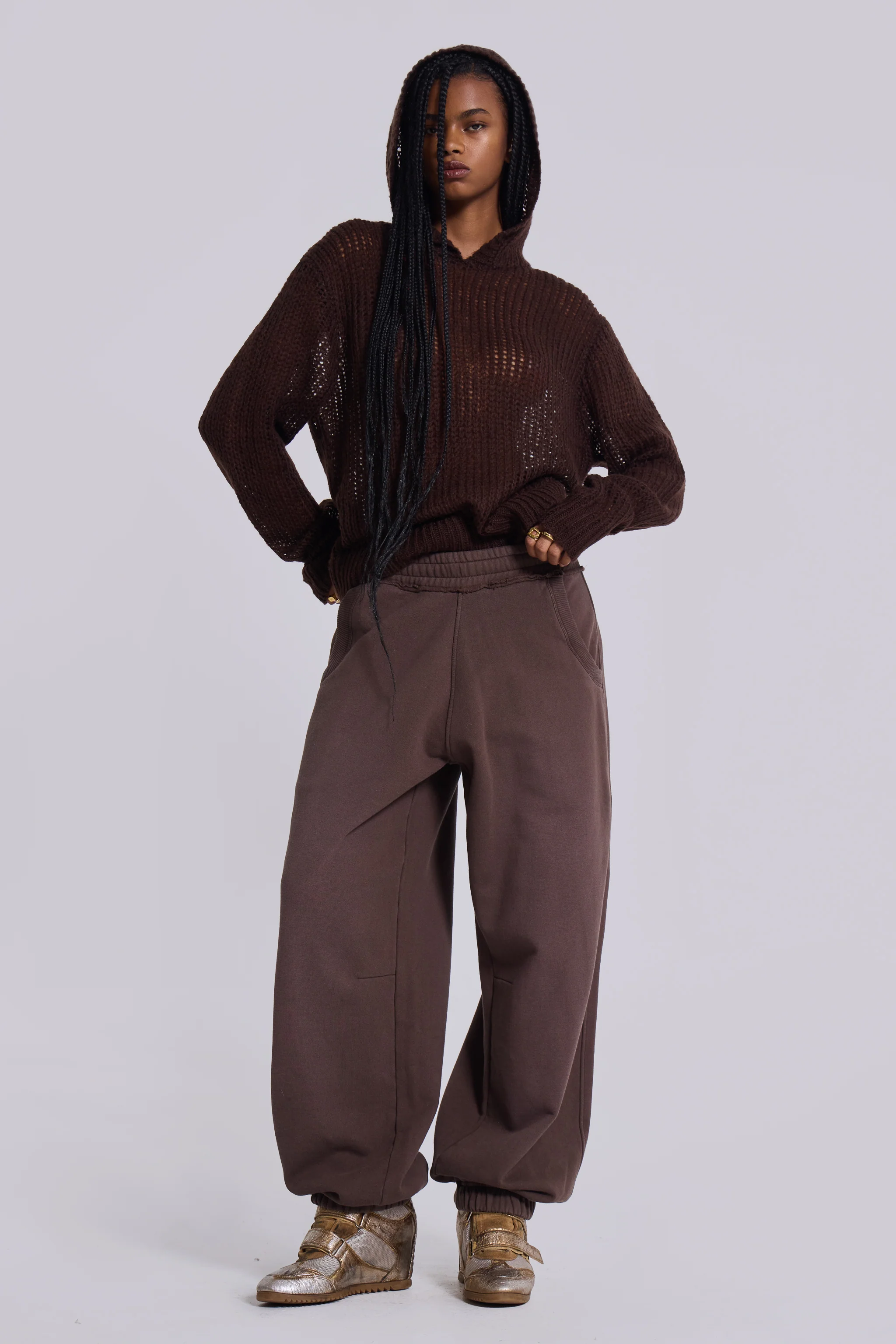 Open Gauge Knit Hoodie - Image 8