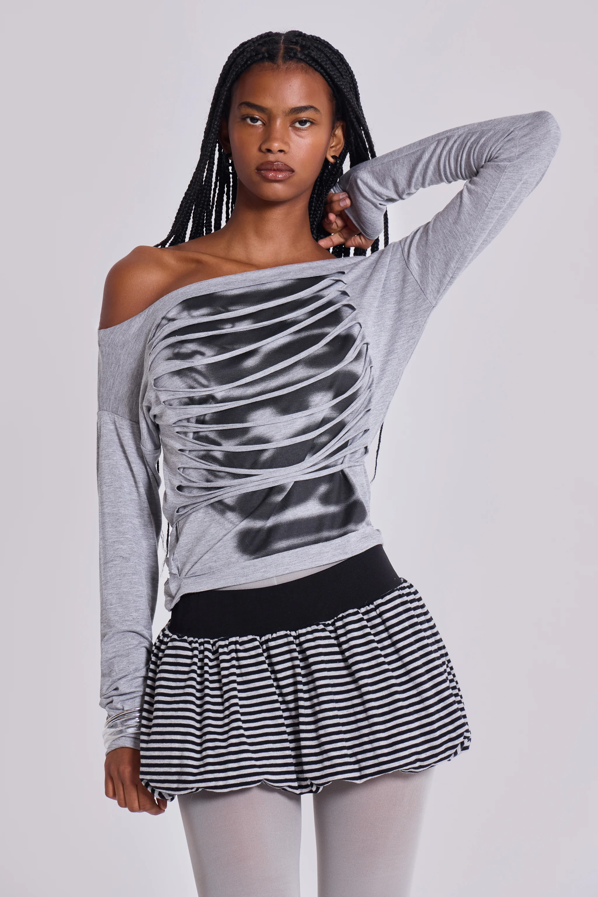 Orla Striped Puffball Mini Skirt - Image 12