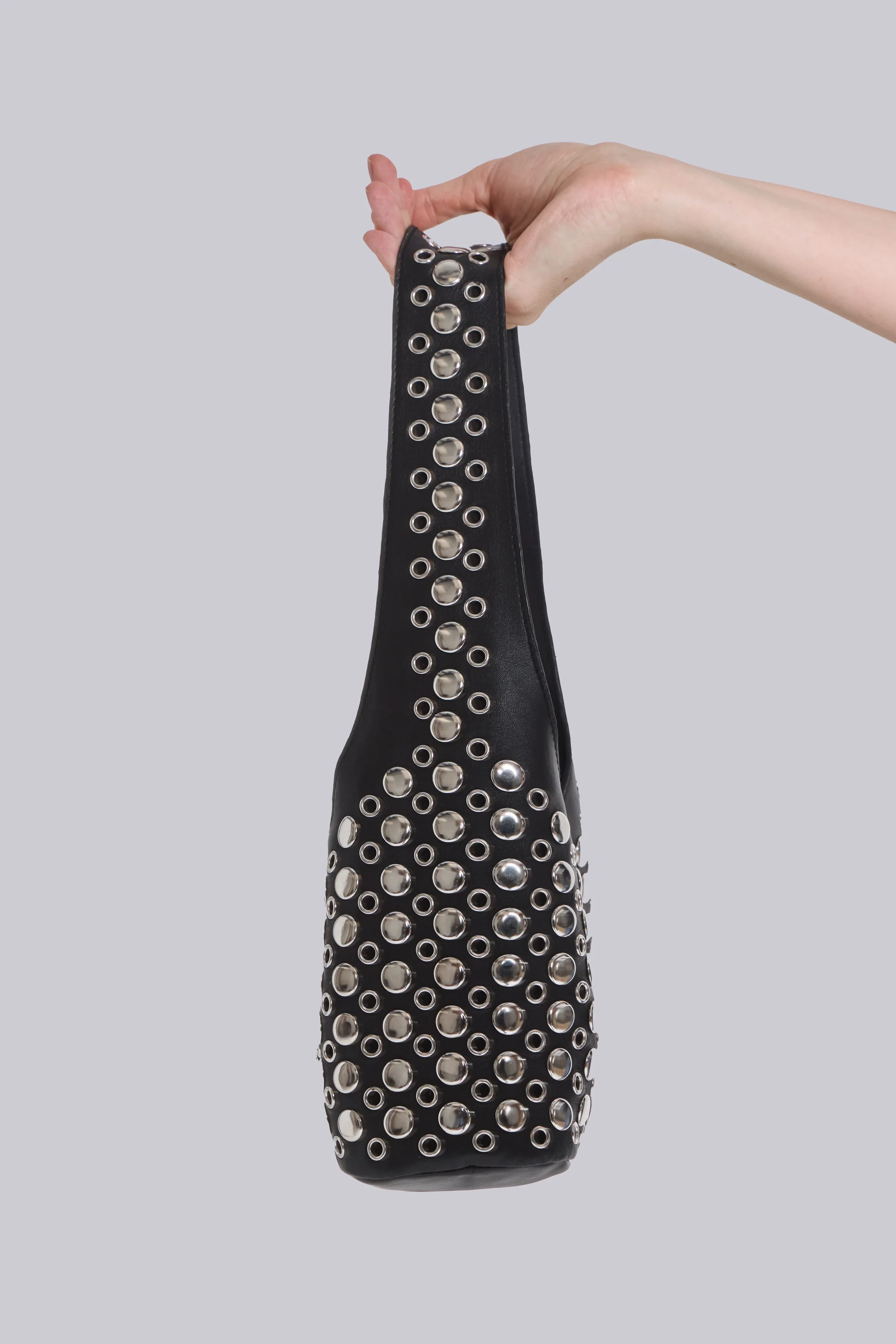 Osmium Studded Leather Bag in Black - Image 7